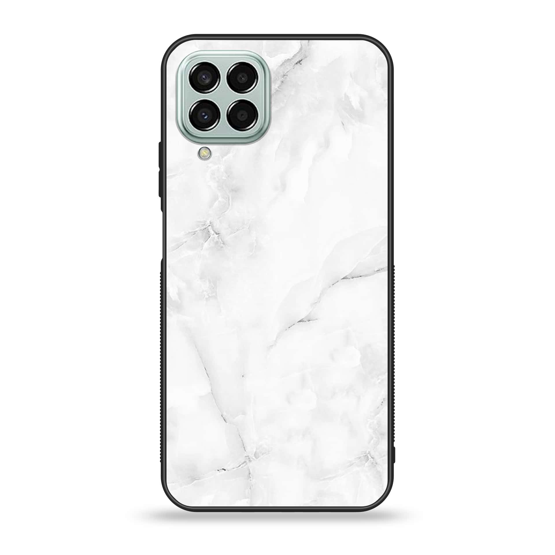 Samsung Galaxy M33 - White Marble series- Premium Printed Glass soft Bumper shock Proof Case