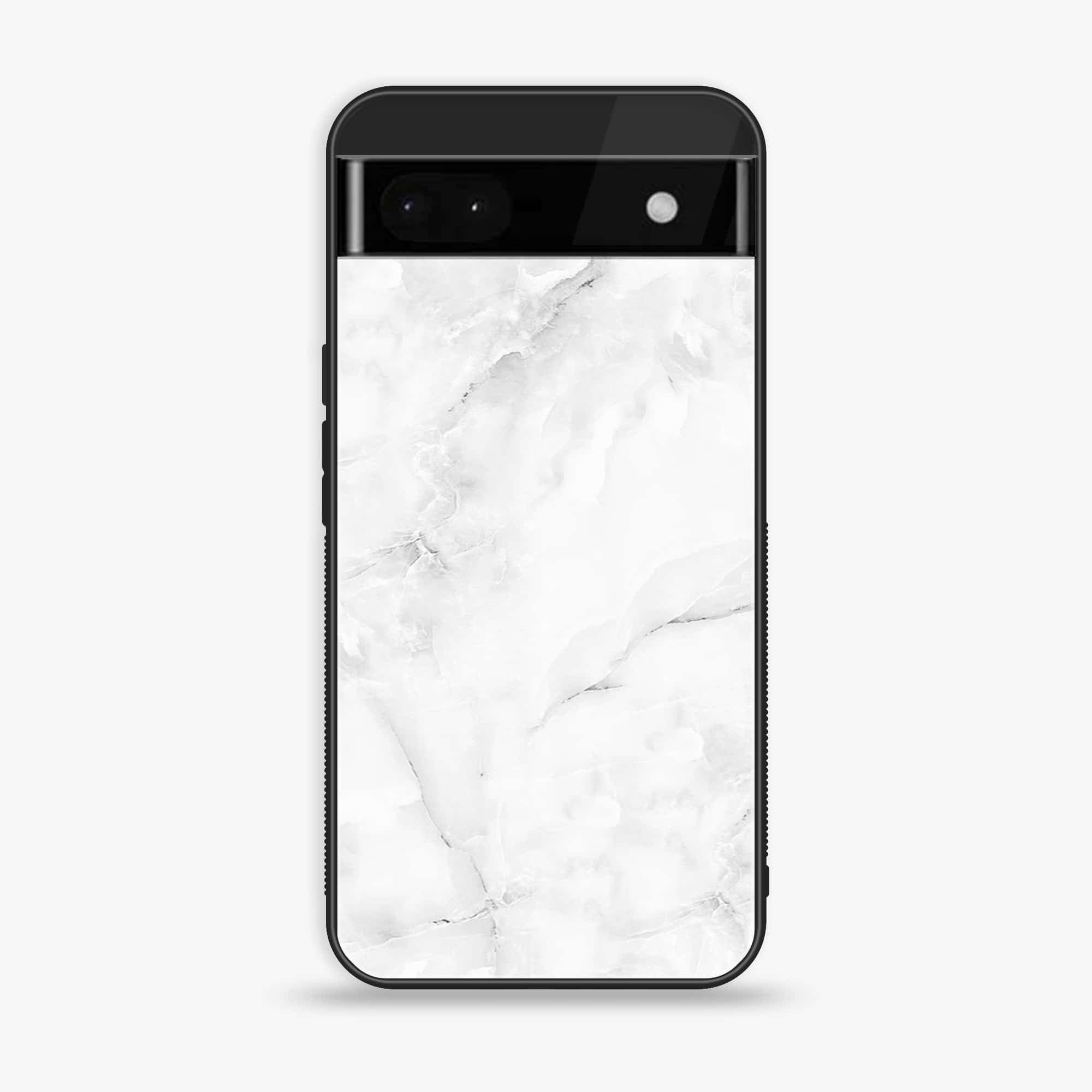 Google Pixel 6A - White Marble Series - Premium Printed Glass soft Bumper shock Proof Case