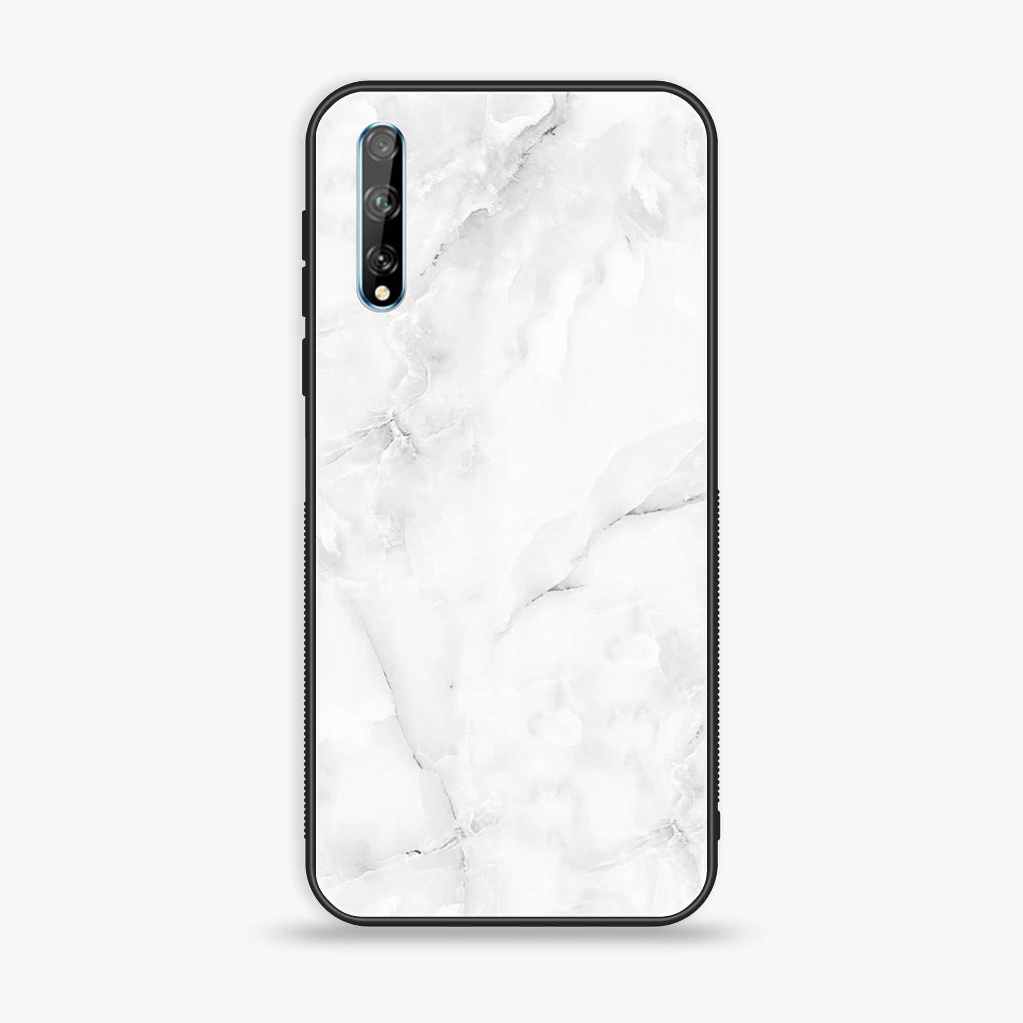 Huawei Y8p - White Marble Series - Premium Printed Glass soft Bumper shock Proof Case