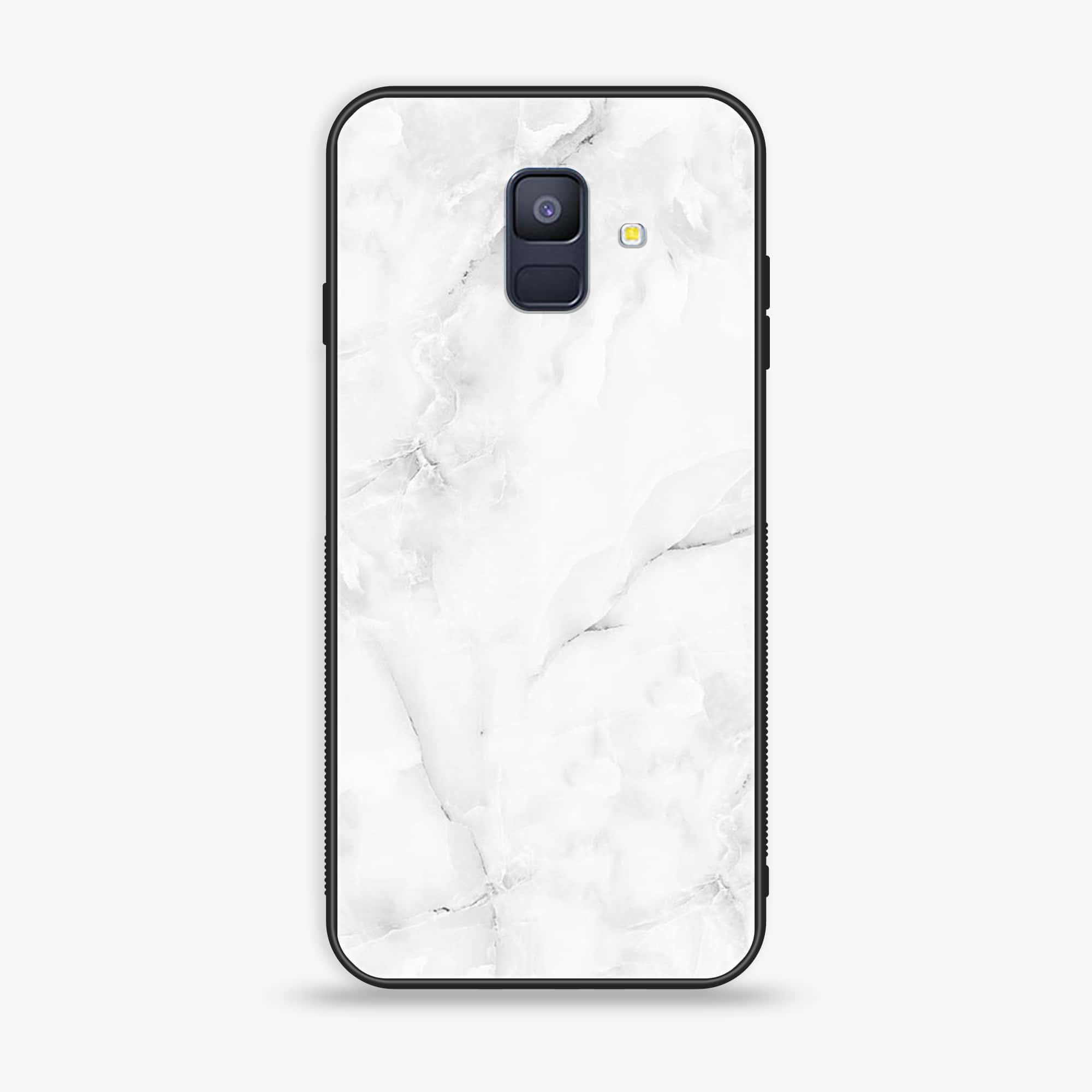 Samsung Galaxy A6 (2018) - White Marble Series - Premium Printed Glass soft Bumper shock Proof Case