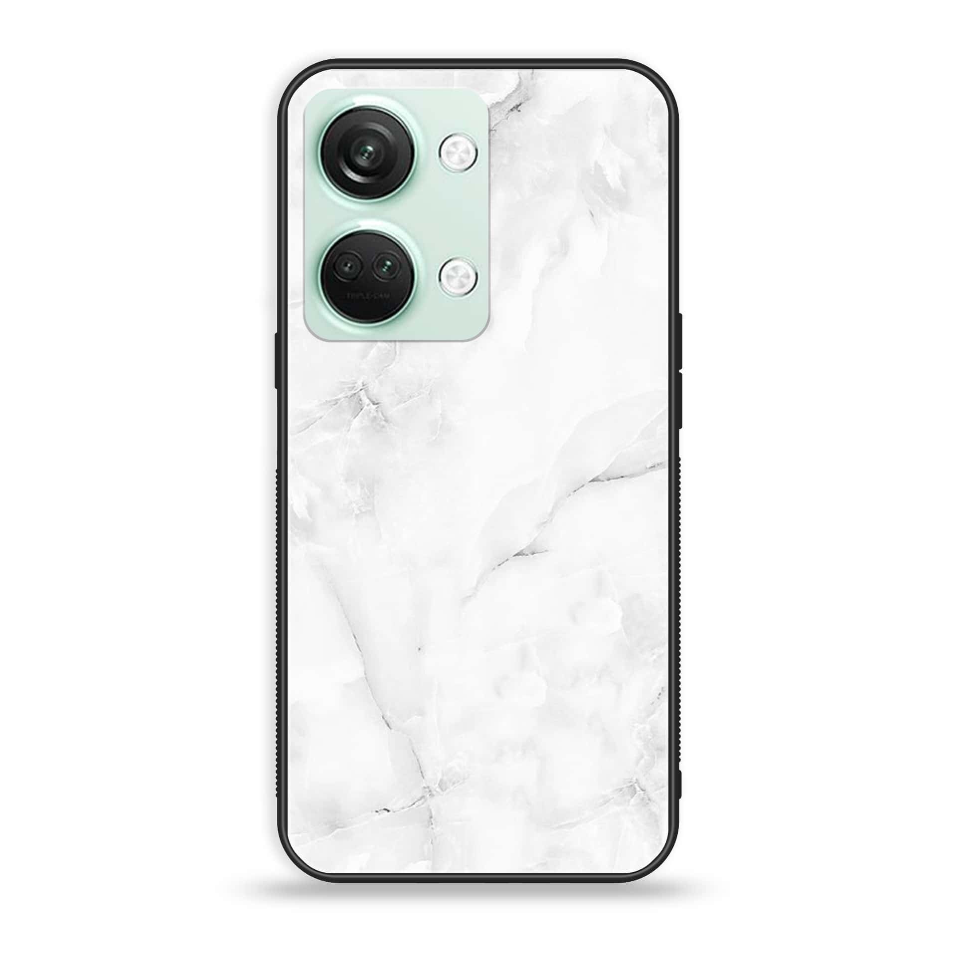 OnePlus Nord 3 5G - White Marble Series - Premium Printed Glass soft Bumper shock Proof Case