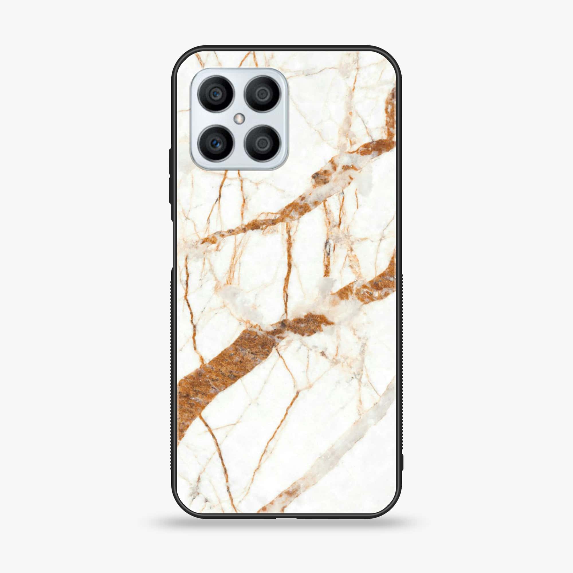 Huawei Honor X8 4G - White Marble Series - Premium Printed Glass soft Bumper shock Proof Case