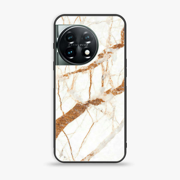 OnePlus 11R - White Marble Series- Premium Printed Glass soft Bumper shock Proof Case