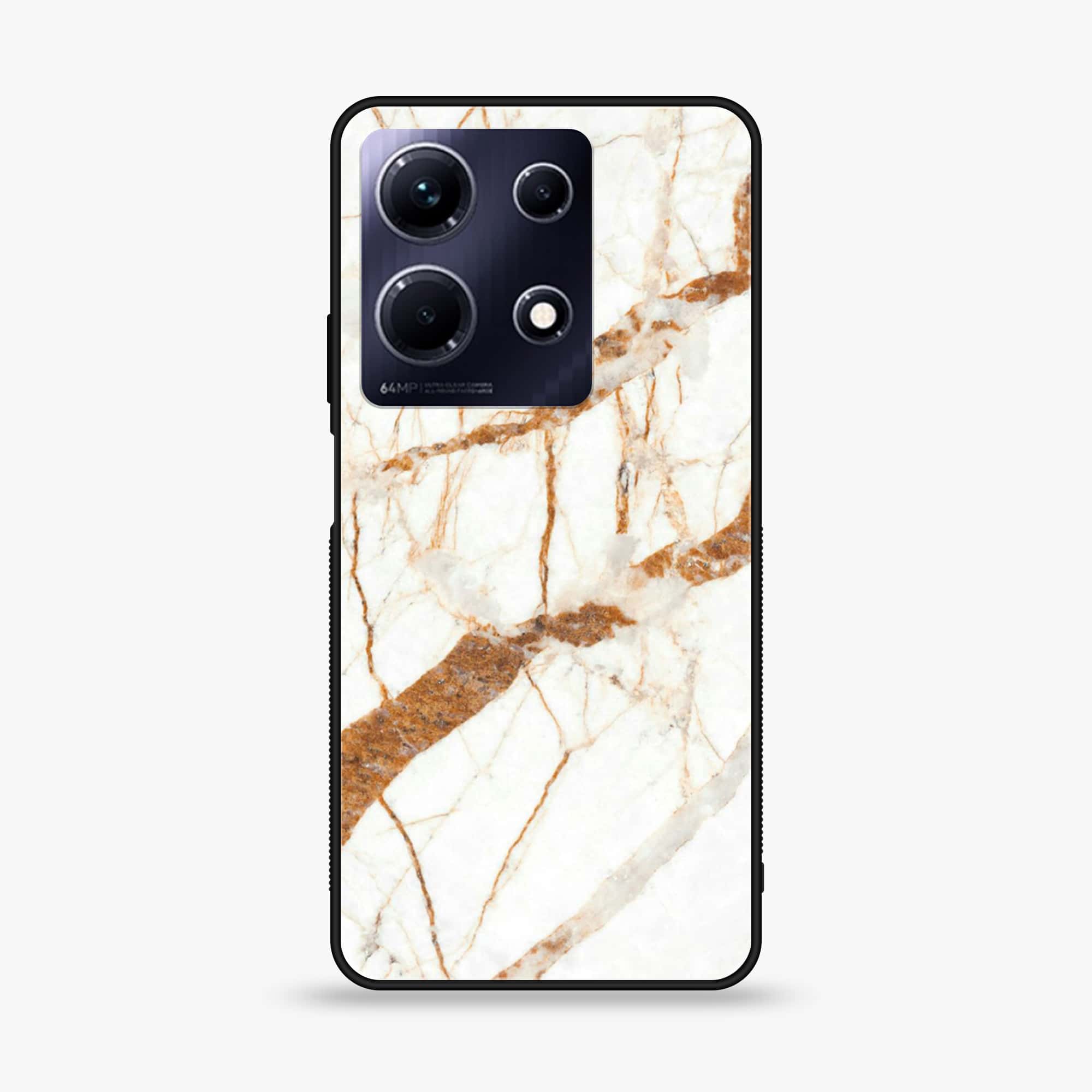 Infinix Note 30 - White Marble Series - Premium Printed Glass soft Bumper shock Proof Case