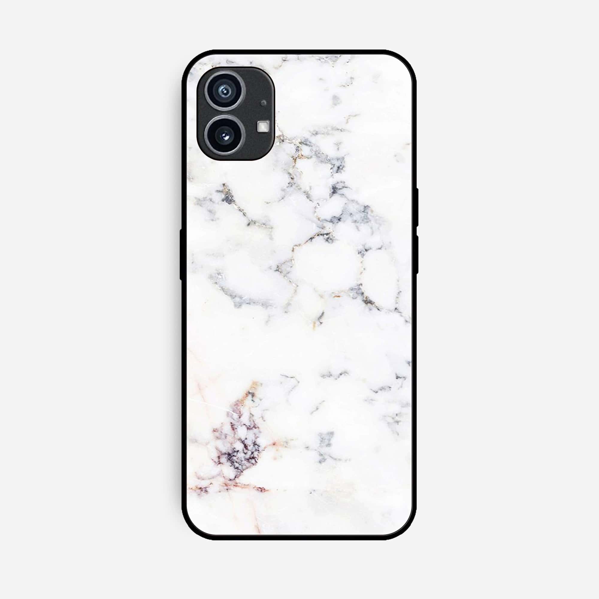Nothing Phone (1)  White Marble Series Premium Printed Glass soft Bumper shock Proof Case