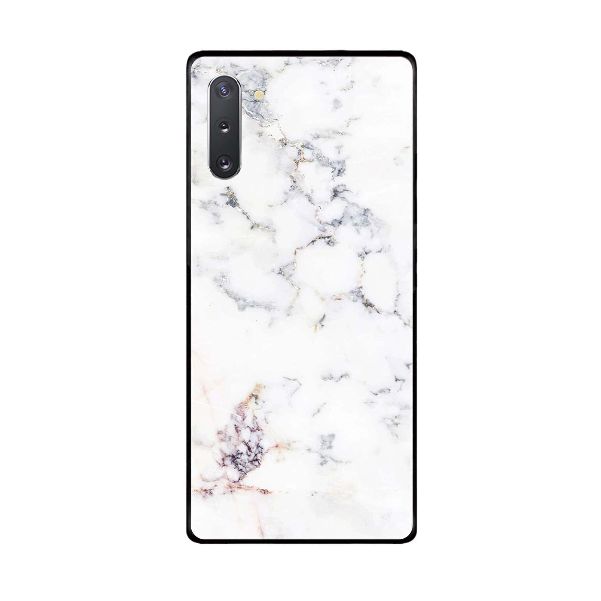 Samsung Galaxy Note 10 5G White Marble Series Premium Printed Glass soft Bumper shock Proof Case