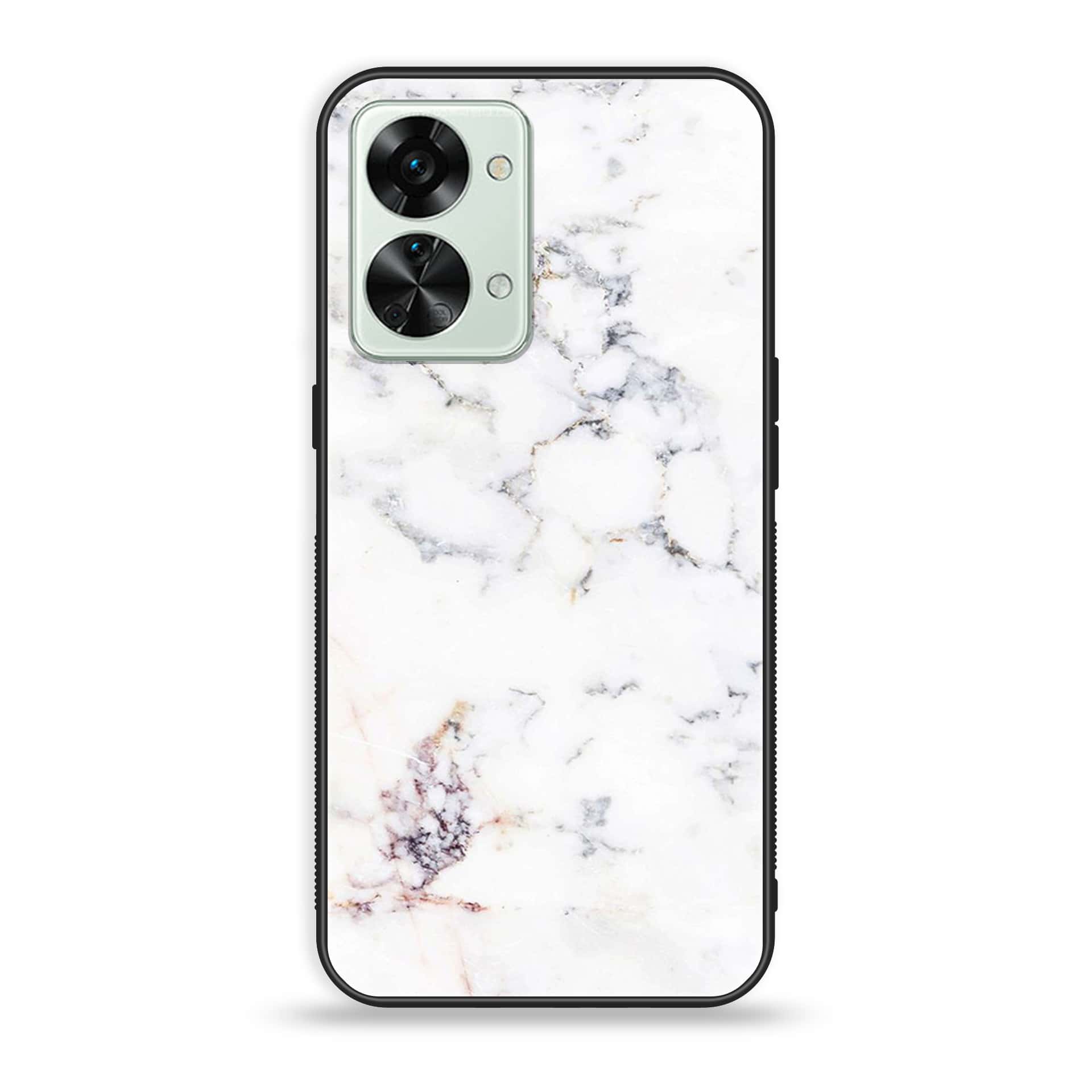OnePlus Nord 2T 5G White Marble Series Premium Printed Glass soft Bumper shock Proof Case