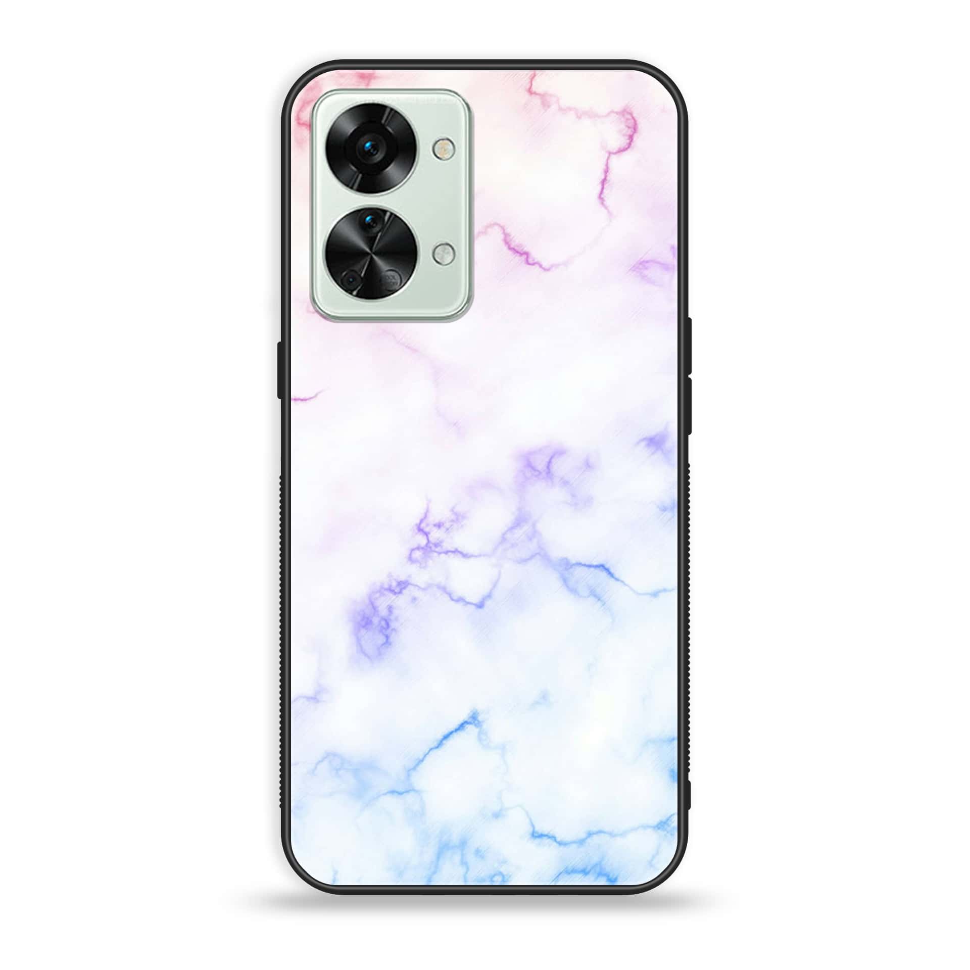 OnePlus Nord 2T 5G White Marble Series Premium Printed Glass soft Bumper shock Proof Case