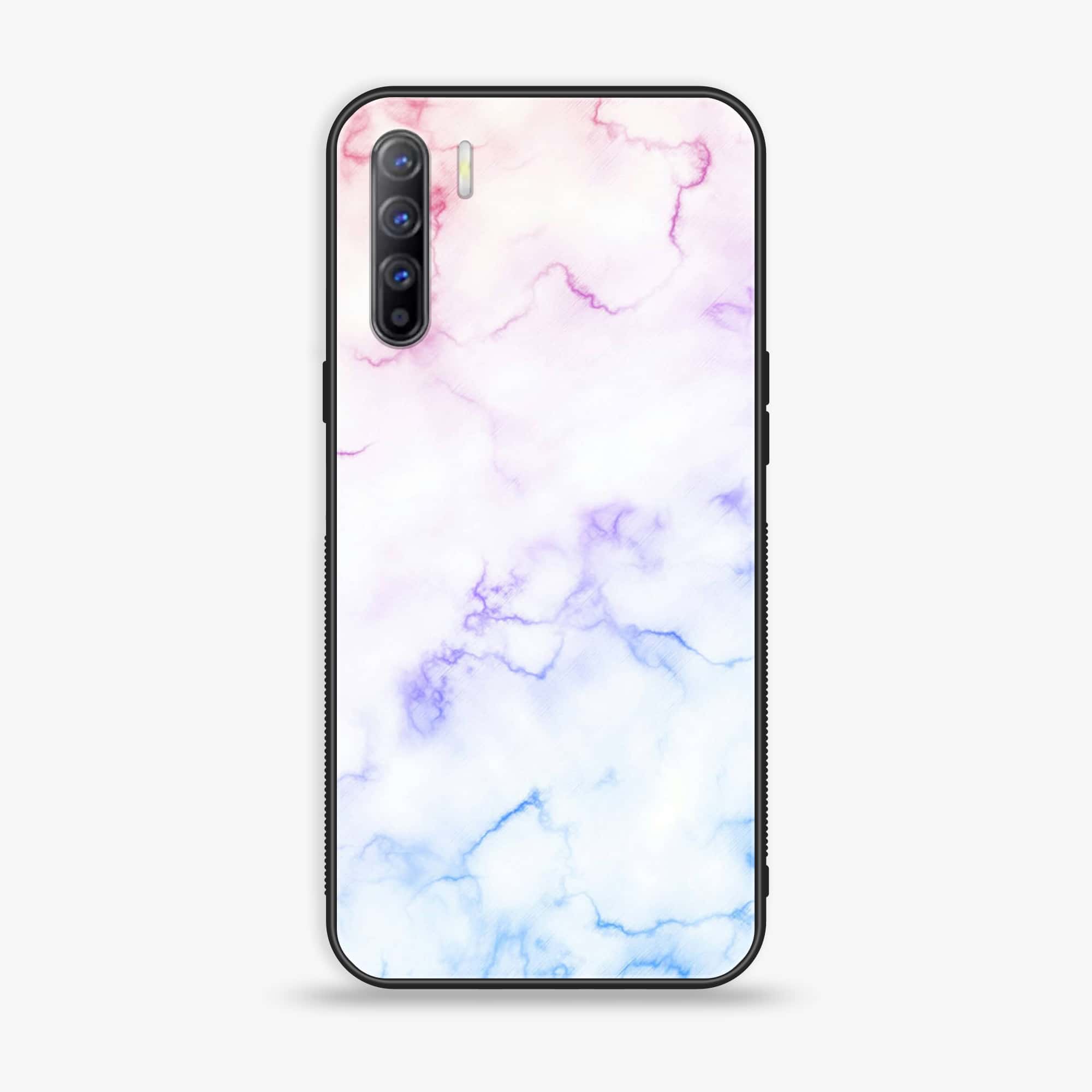 Oppo A91 - White Marble Series - Premium Printed Glass soft Bumper shock Proof Case