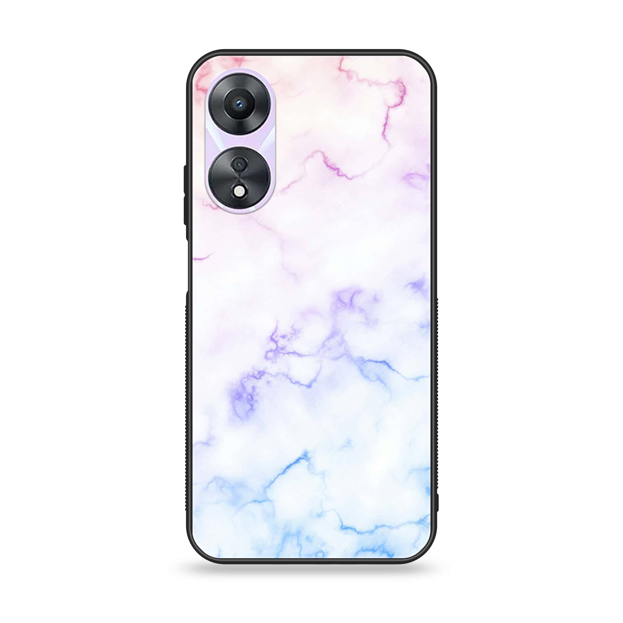 Oppo A58 - White Marble Series - Premium Printed Glass soft Bumper shock Proof Case