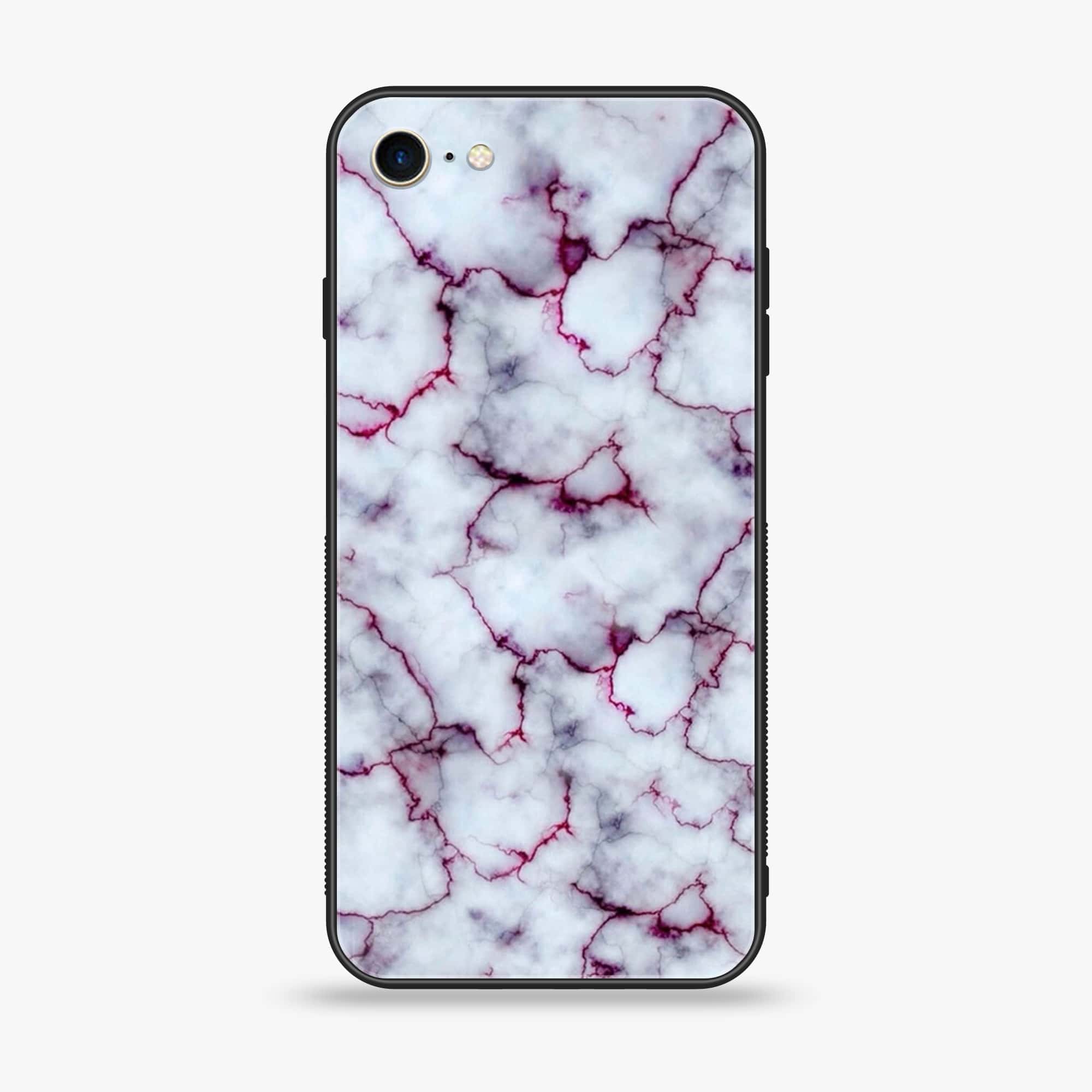 iPhone SE 2022 - White Marble Series - Premium Printed Glass soft Bumper shock Proof Case