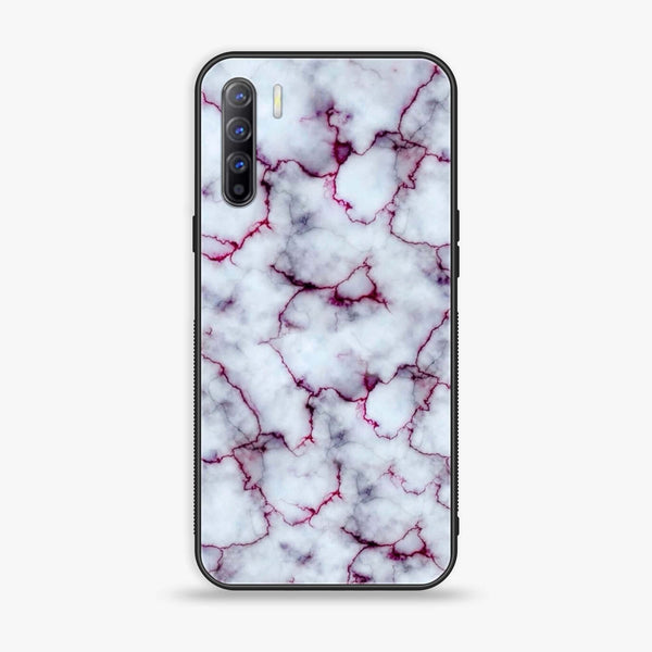 Oppo A91 - White Marble Series - Premium Printed Glass soft Bumper shock Proof Case