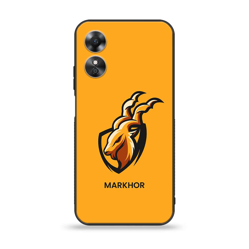 OPPO A17 - Markhor Series - Premium Printed Glass soft Bumper shock Proof Case