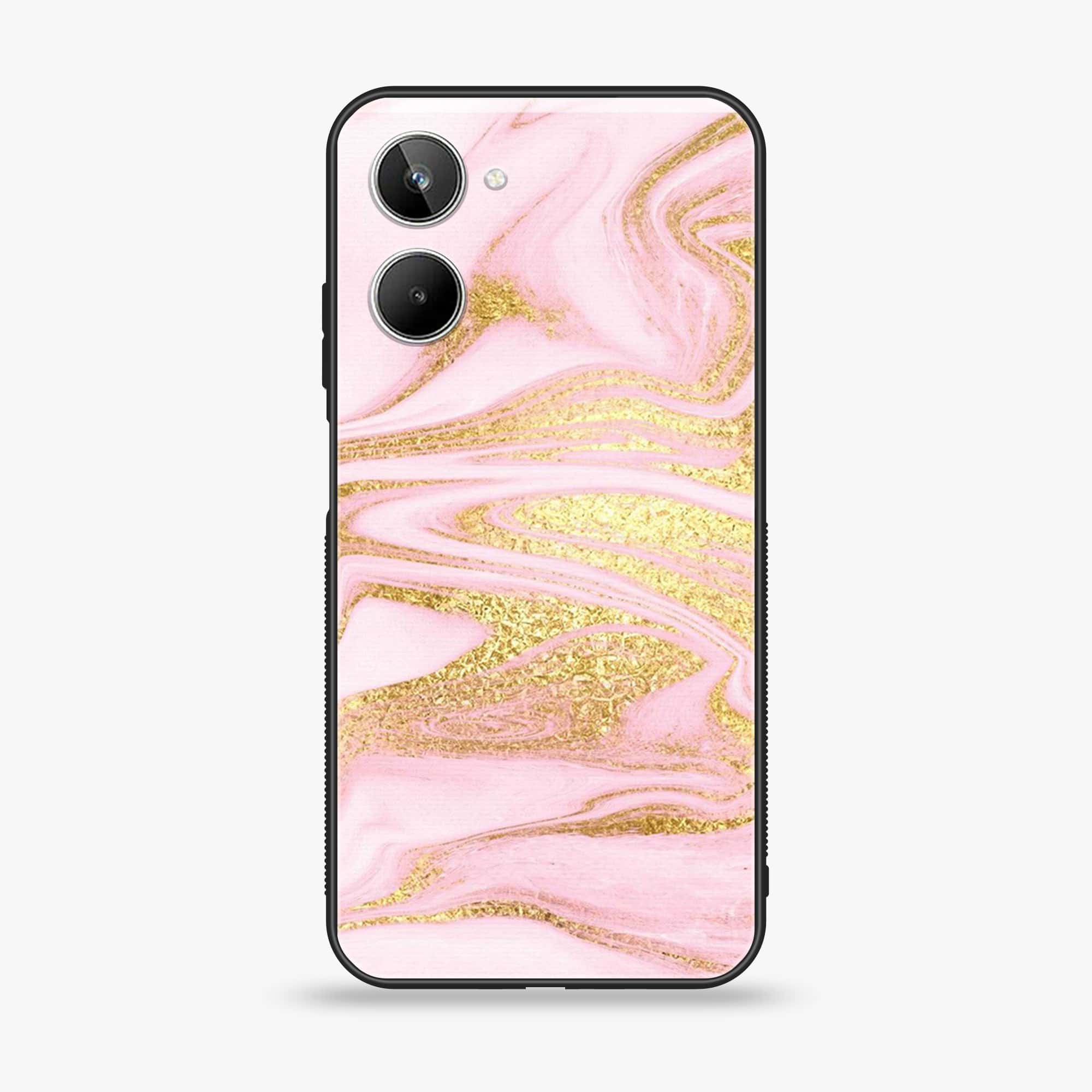 Realme 10 4G - Pink Marble Series - Premium Printed Glass soft Bumper shock Proof Case