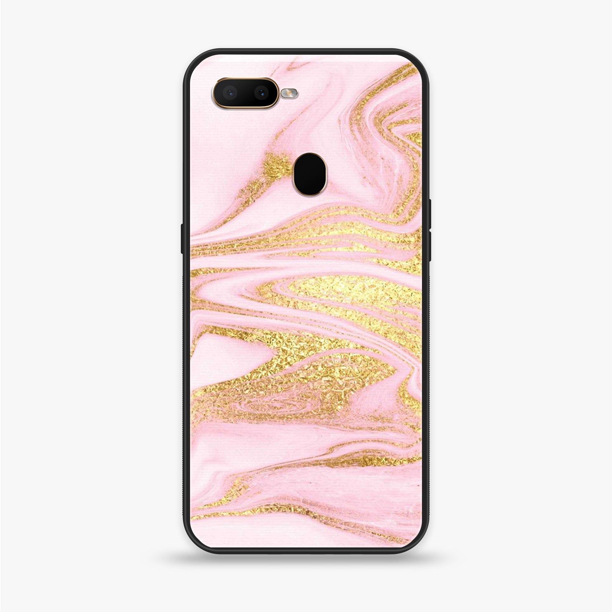 Oppo F9 - Pink Marble Series - Premium Printed Glass soft Bumper shock Proof Case
