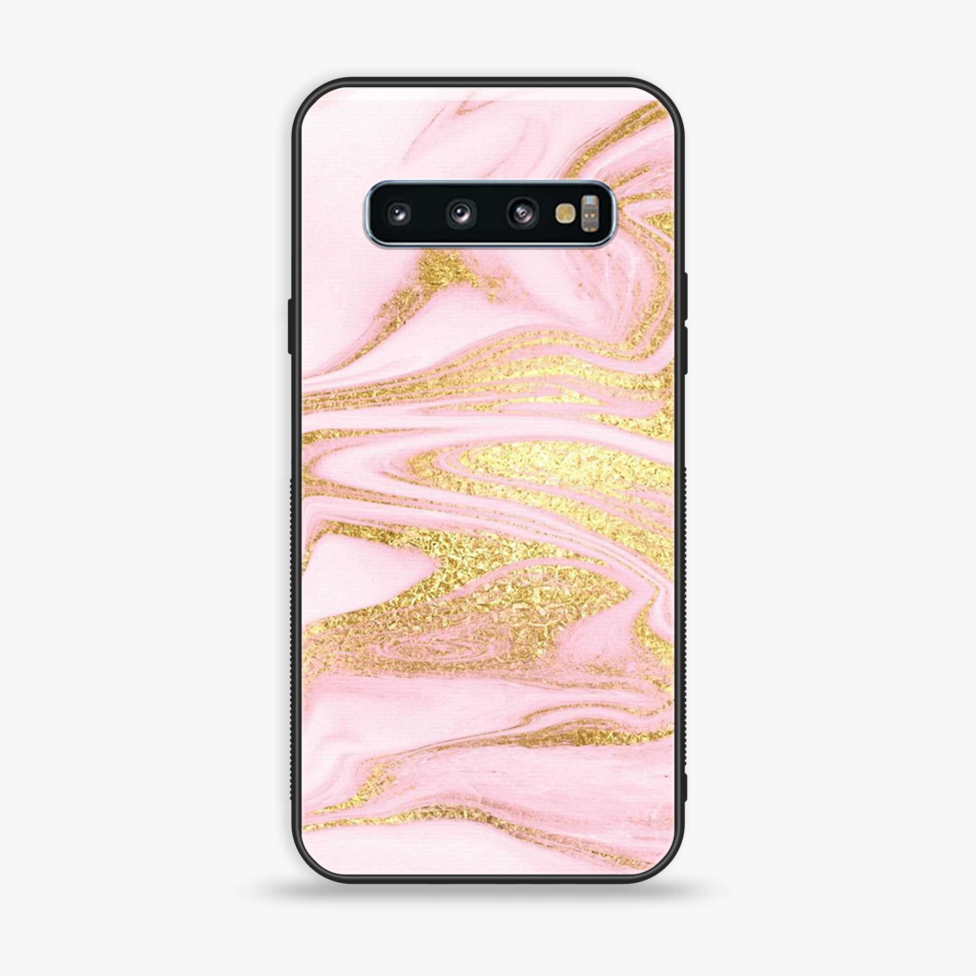 Samsung Galaxy S10 - Pink Marble Series - Premium Printed Glass soft Bumper shock Proof Case
