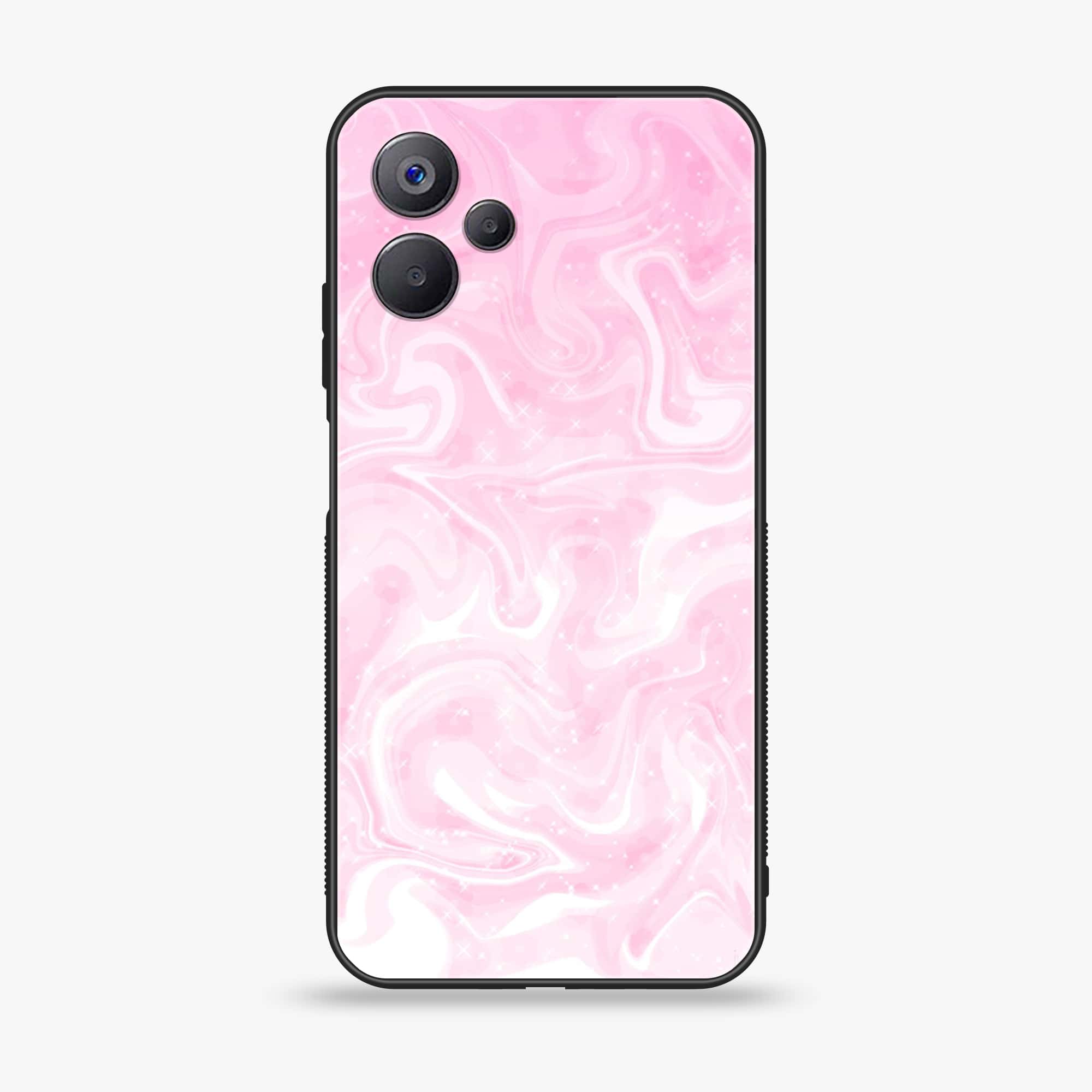 Realme 10 5G - Pink Marble Series - Premium Printed Glass soft Bumper shock Proof Case