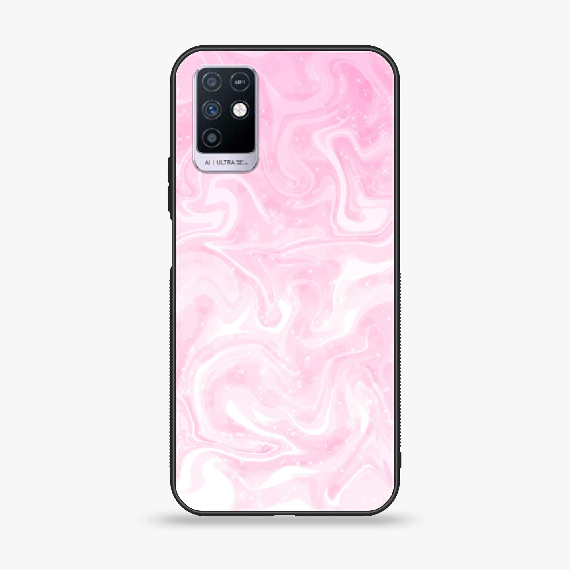 Infinix Note 10 Pink Marble series Premium Printed Glass soft Bumper shock Proof Case