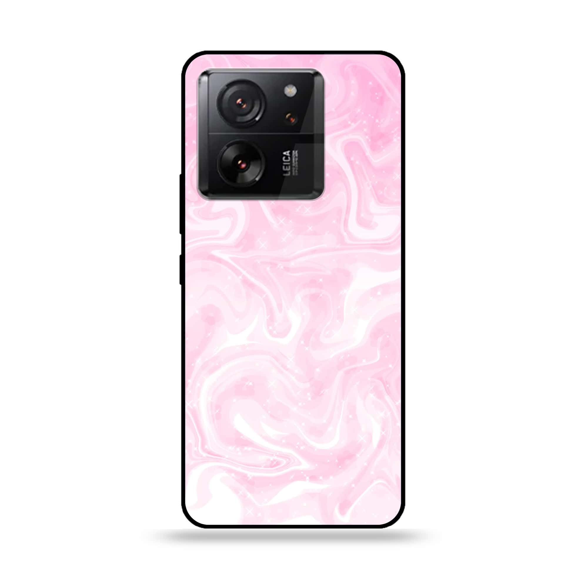 Xiaomi 13T Pro - Pink Marble Series - Premium Printed Glass soft Bumper shock Proof Case