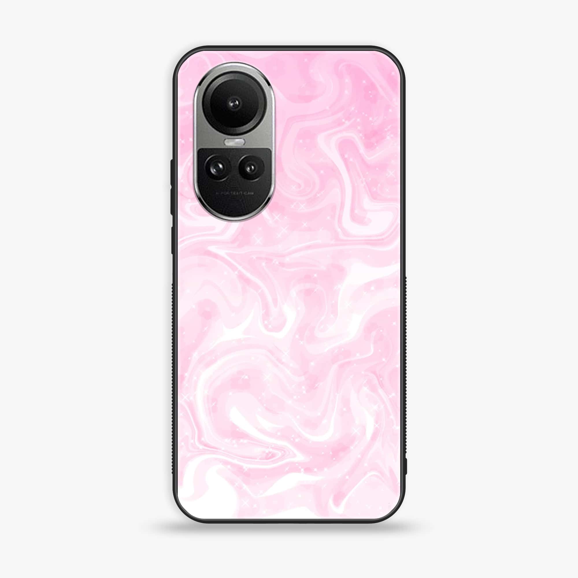 OPPO Reno 10 - Pink Marble Series - Premium Printed Glass soft Bumper shock Proof Case