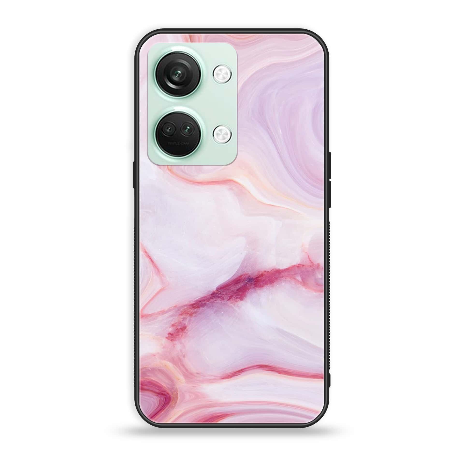 OnePlus Nord 3 5G - Pink Marble Series - Premium Printed Glass soft Bumper shock Proof Case