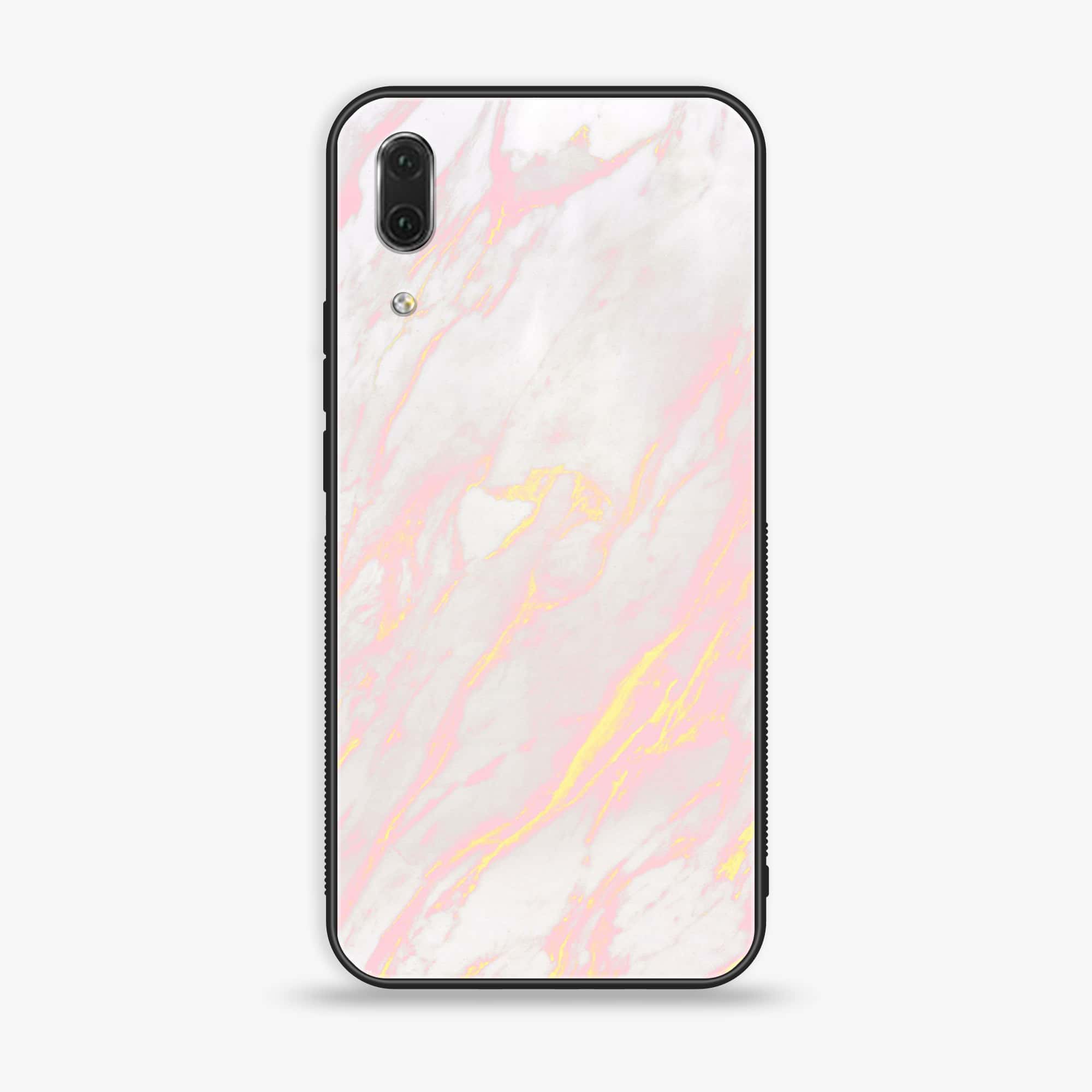 Huawei P20 - Pink Marble Series - Premium Printed Glass soft Bumper shock Proof Case