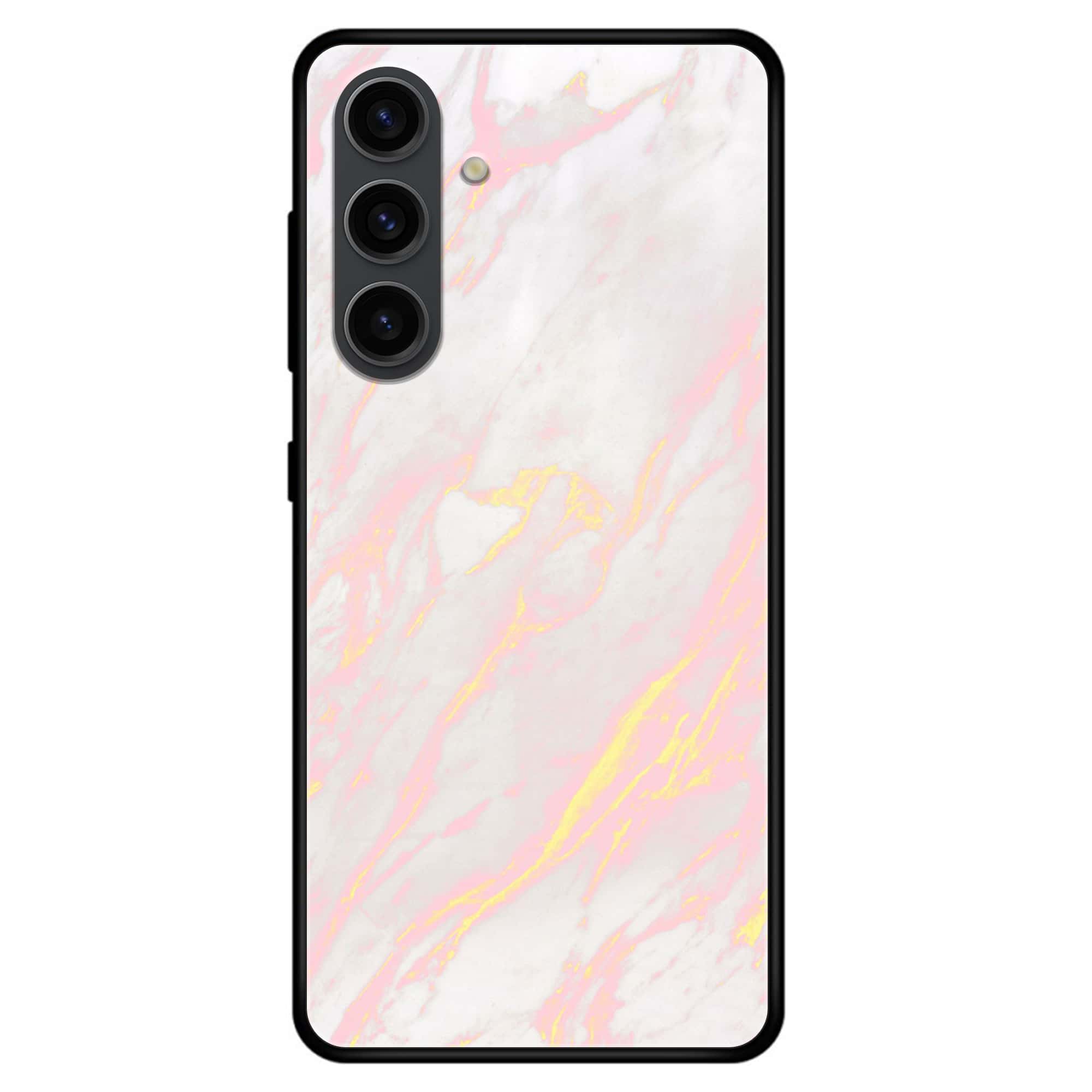Samsung Galaxy A15 - Pink Marble Series - Premium Printed Glass soft Bumper shock Proof Case