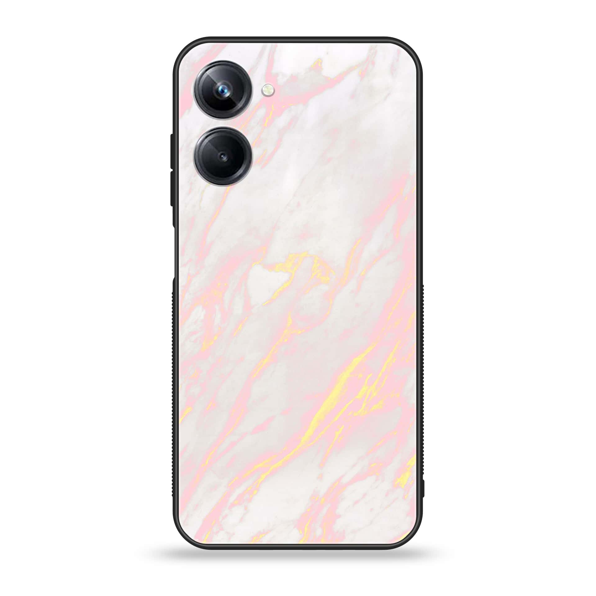 Realme 10 Pro Pink Marble series Premium Printed Glass soft Bumper shock Proof Case