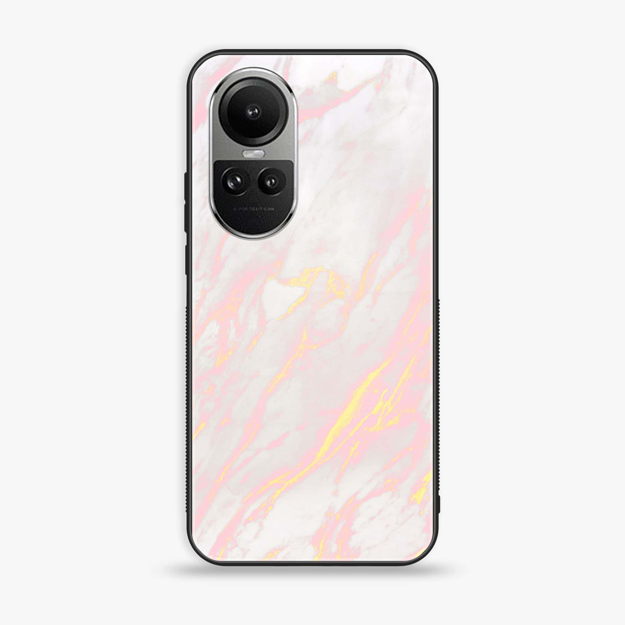 Oppo Reno10 Pro - Pink Marble Series - Premium Printed Glass soft Bumper shock Proof Case