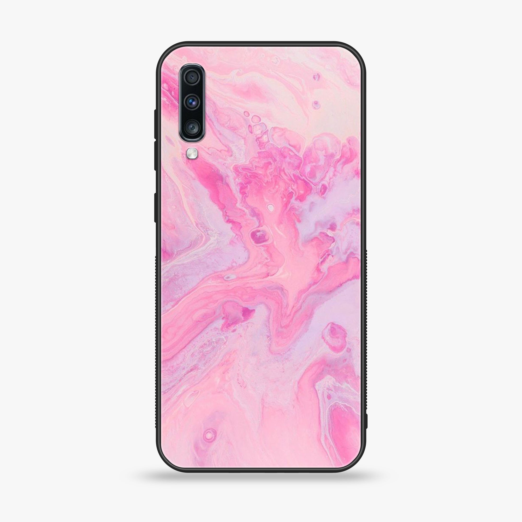 Samsung Galaxy A70 - Pink Marble Series - Premium Printed Glass soft Bumper shock Proof Case