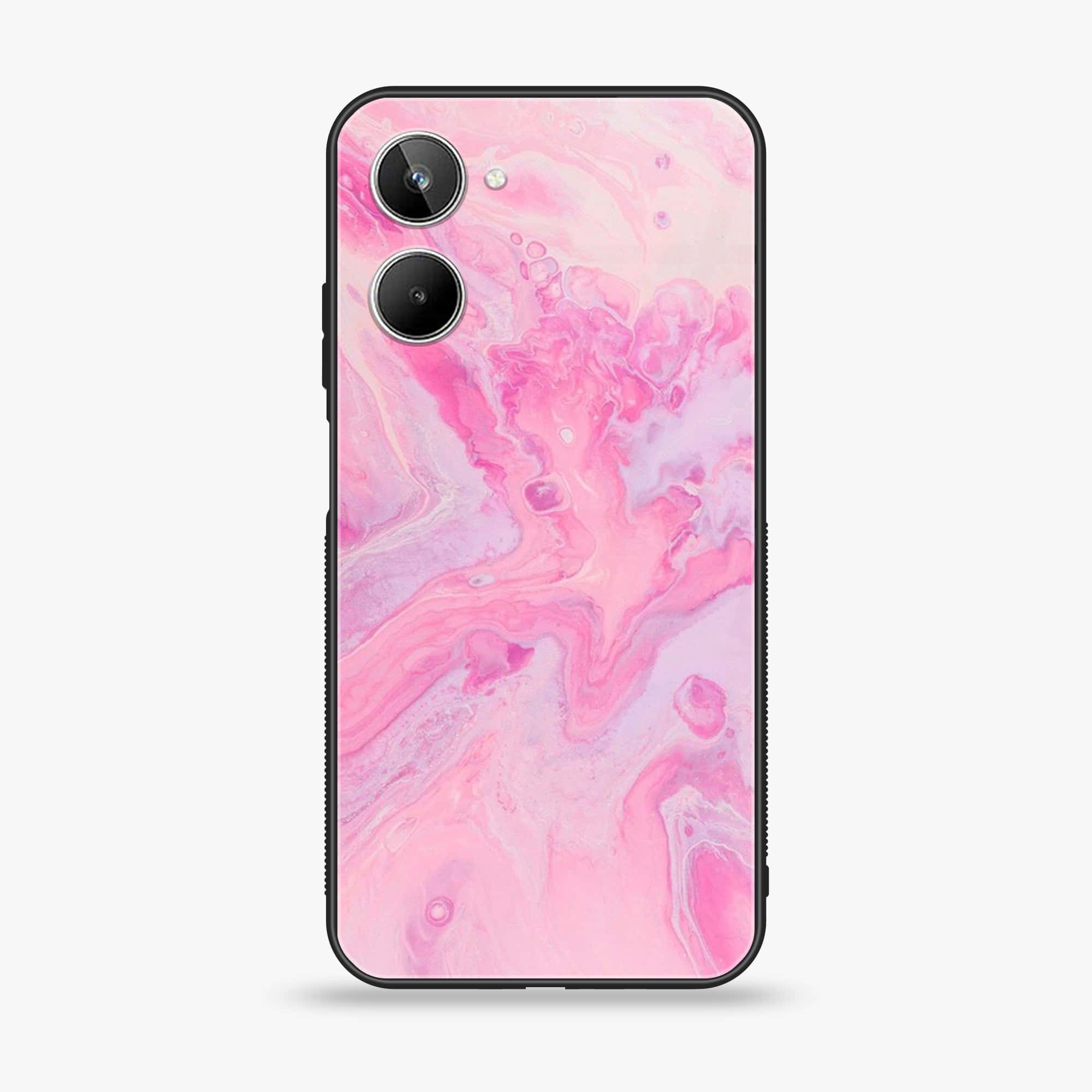 Realme 10 4G - Pink Marble Series - Premium Printed Glass soft Bumper shock Proof Case