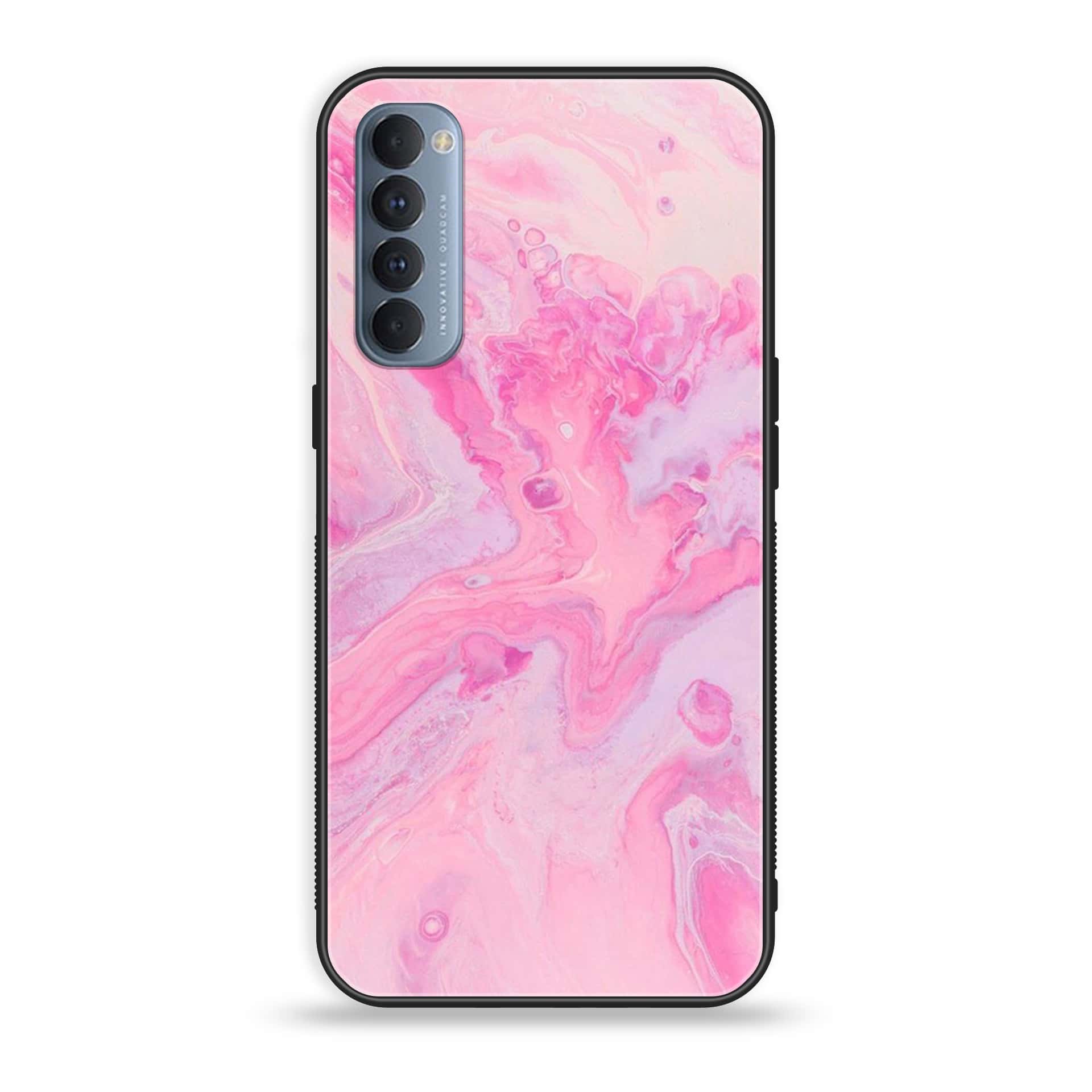 Oppo Reno 4 Pro 4G  - Pink Marble Series - Premium Printed Glass soft Bumper shock Proof Case