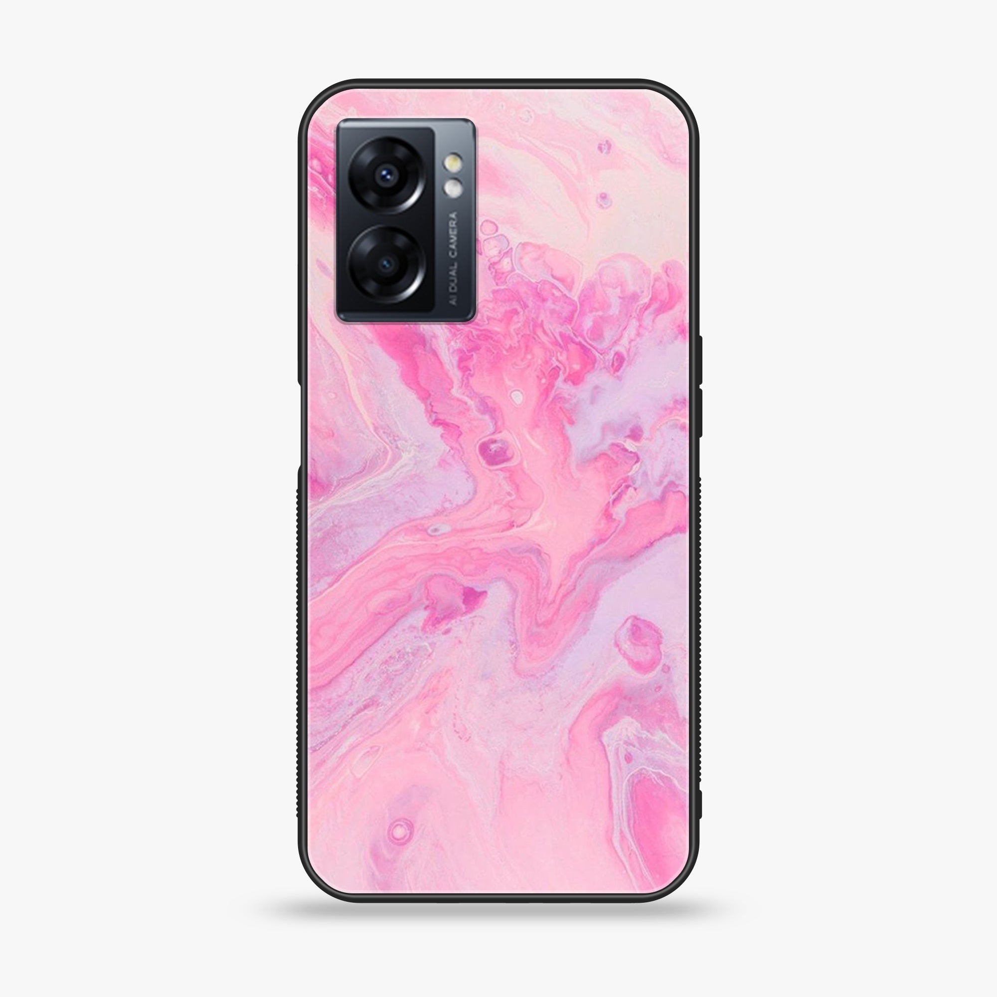 Oppo A77s- Pink Marble Series - Premium Printed Glass soft Bumper shock Proof Case