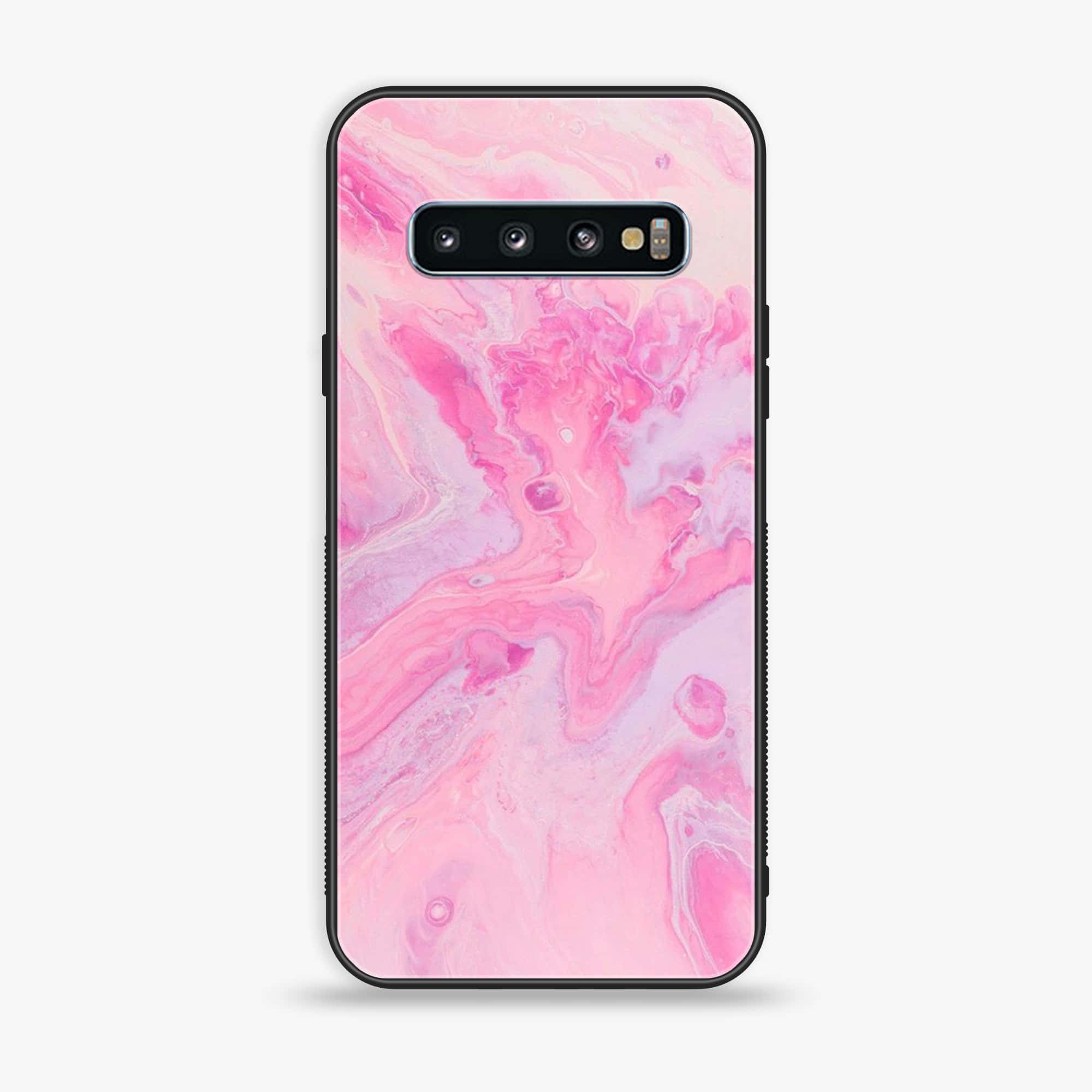 Samsung Galaxy S10 - Pink Marble Series - Premium Printed Glass soft Bumper shock Proof Case