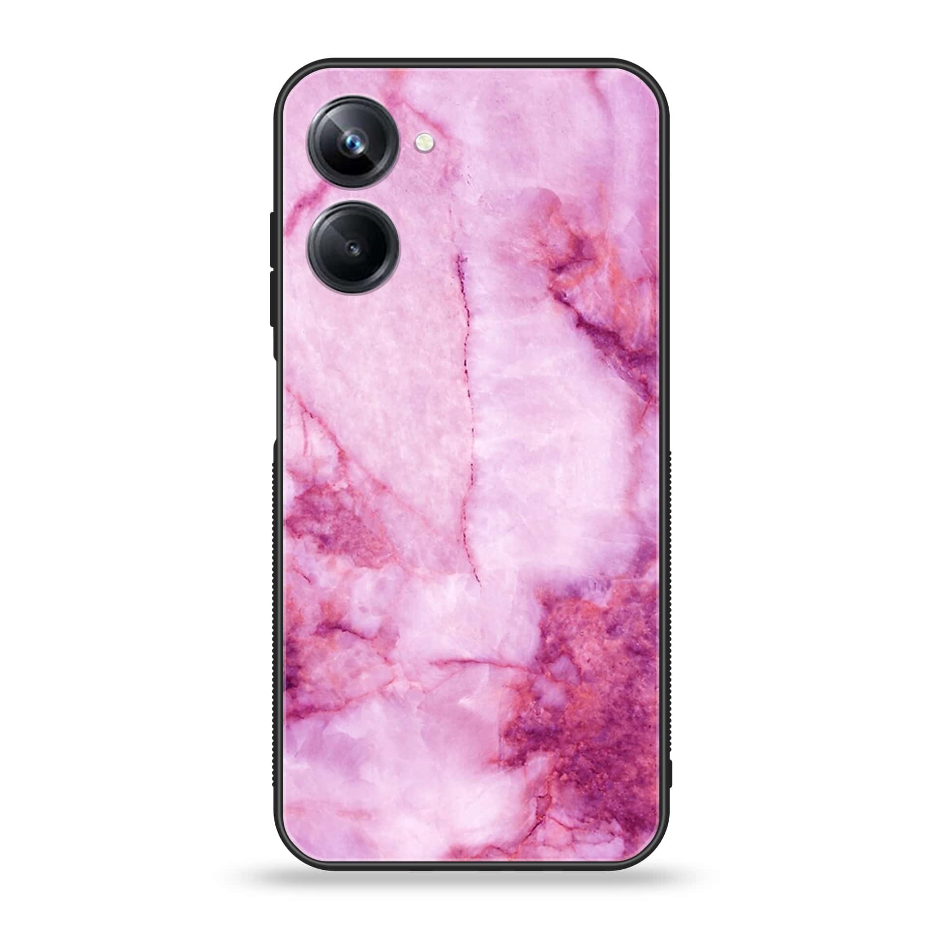 Realme 10 Pro Pink Marble series Premium Printed Glass soft Bumper shock Proof Case