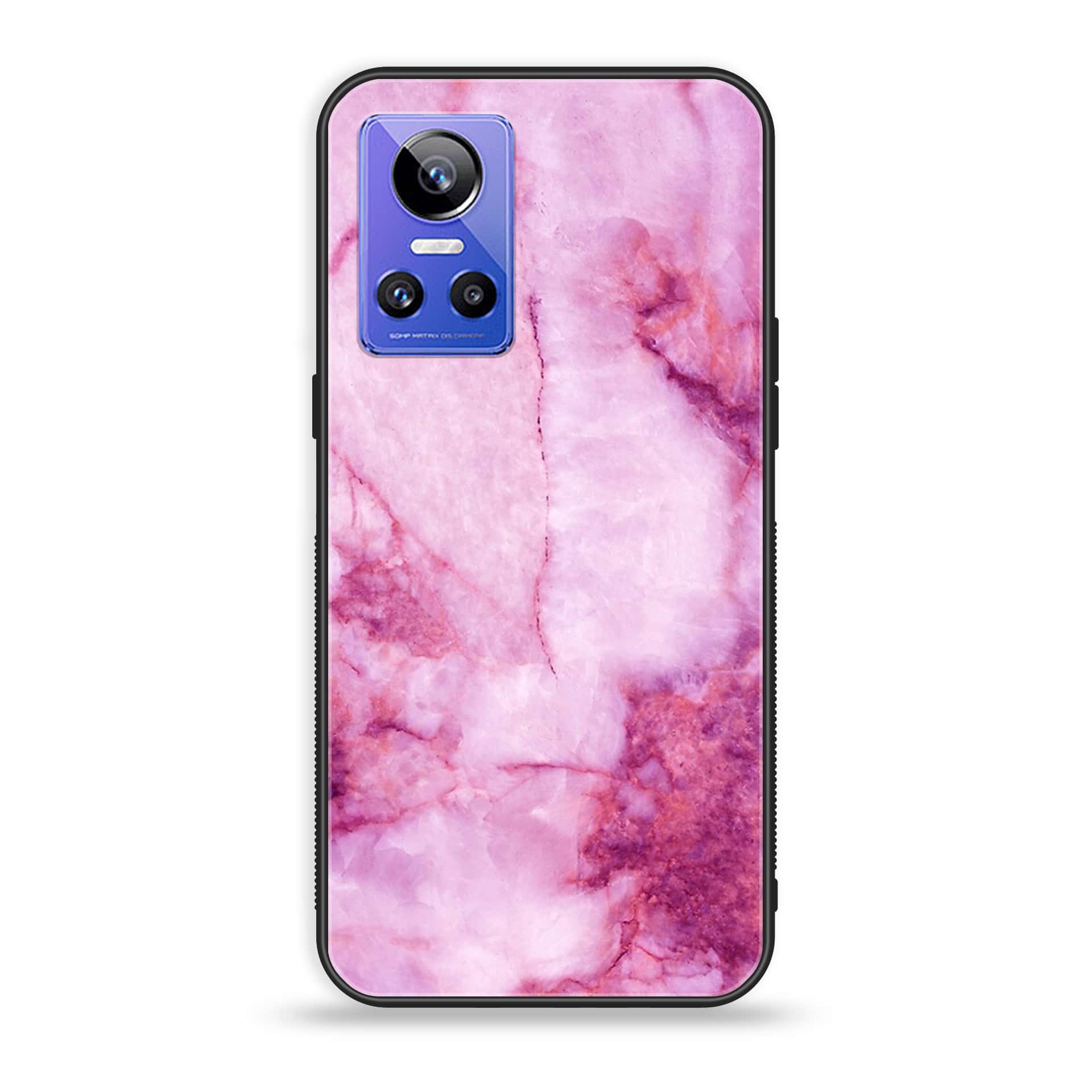Realme GT Neo 3 - Pink Marble Series - Premium Printed Glass soft Bumper shock Proof Case