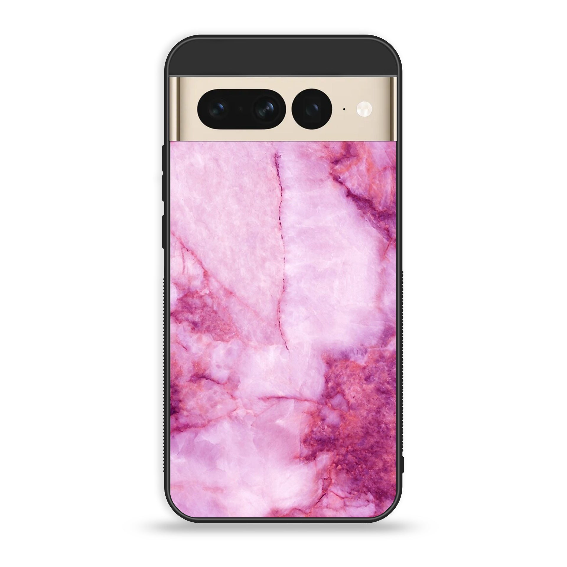 Google Pixel 7 - Pink Marble Series - Premium Printed Glass soft Bumper shock Proof Case