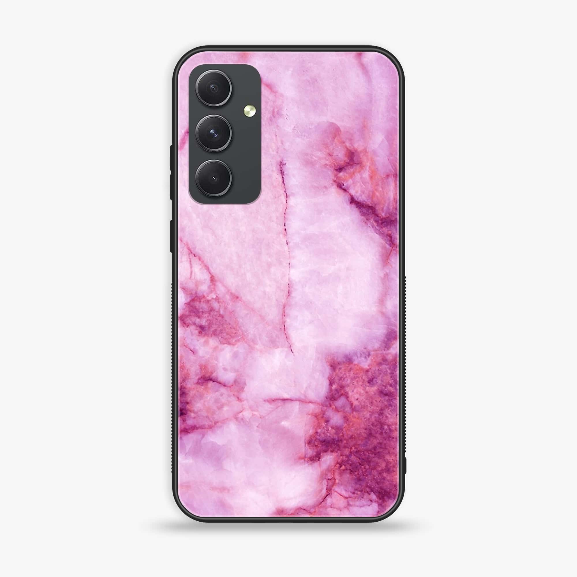 Samsung Galaxy A34 - Pink Marble Series - Premium Printed Glass soft Bumper shock Proof Case