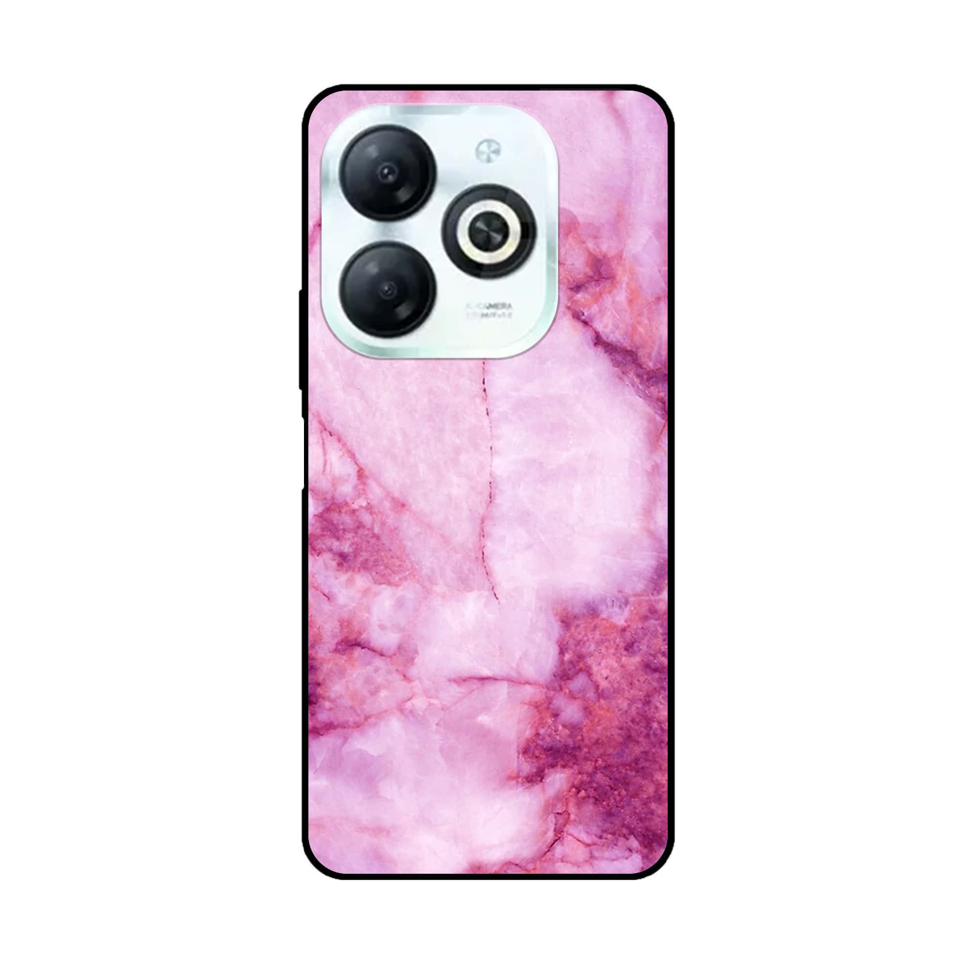 Infinix Hot 40i - Pink Marble Series - Premium Printed Glass soft Bumper shock Proof Case