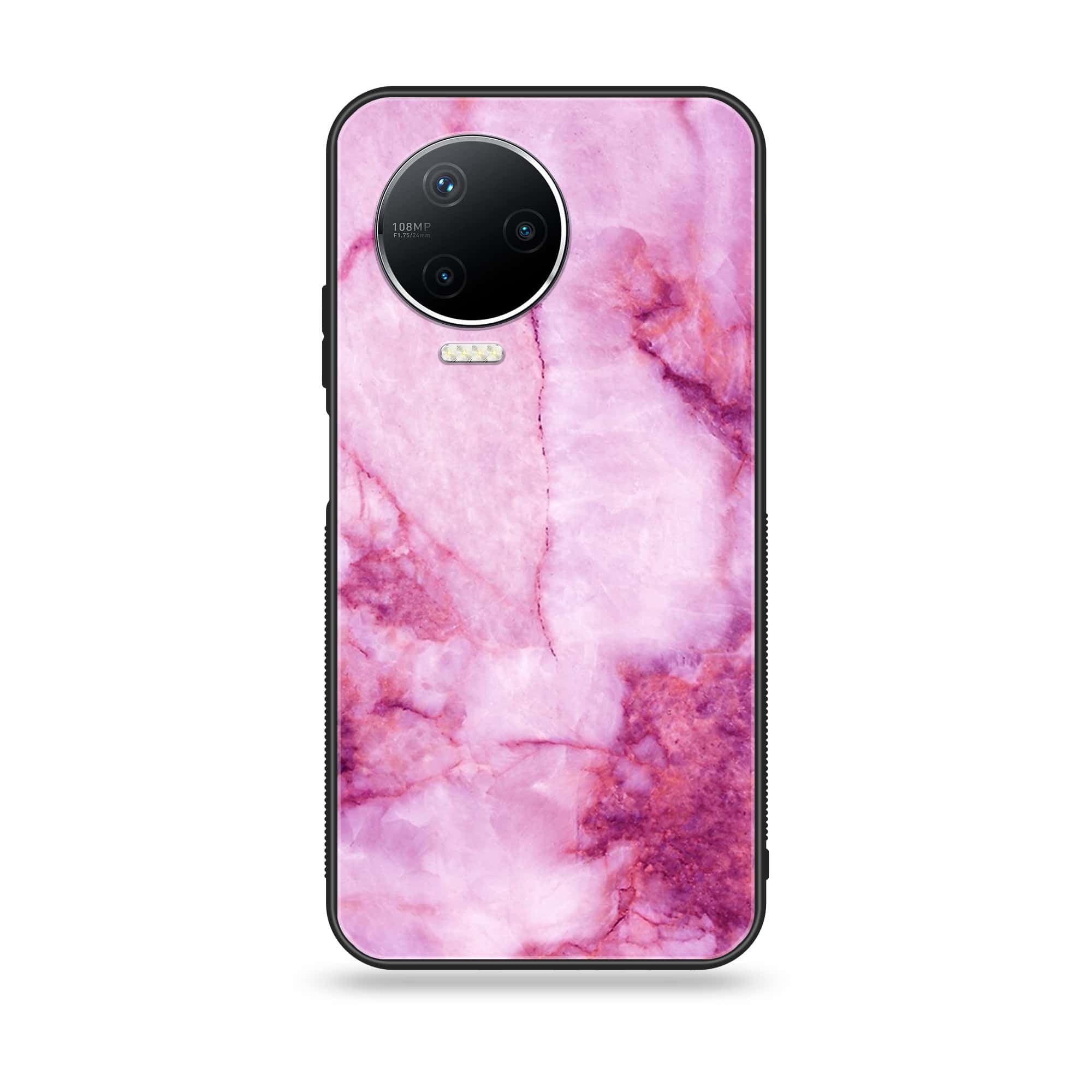 Infinix Note 12 Pro - Pink Marble Series - Premium Printed Glass soft Bumper shock Proof Case
