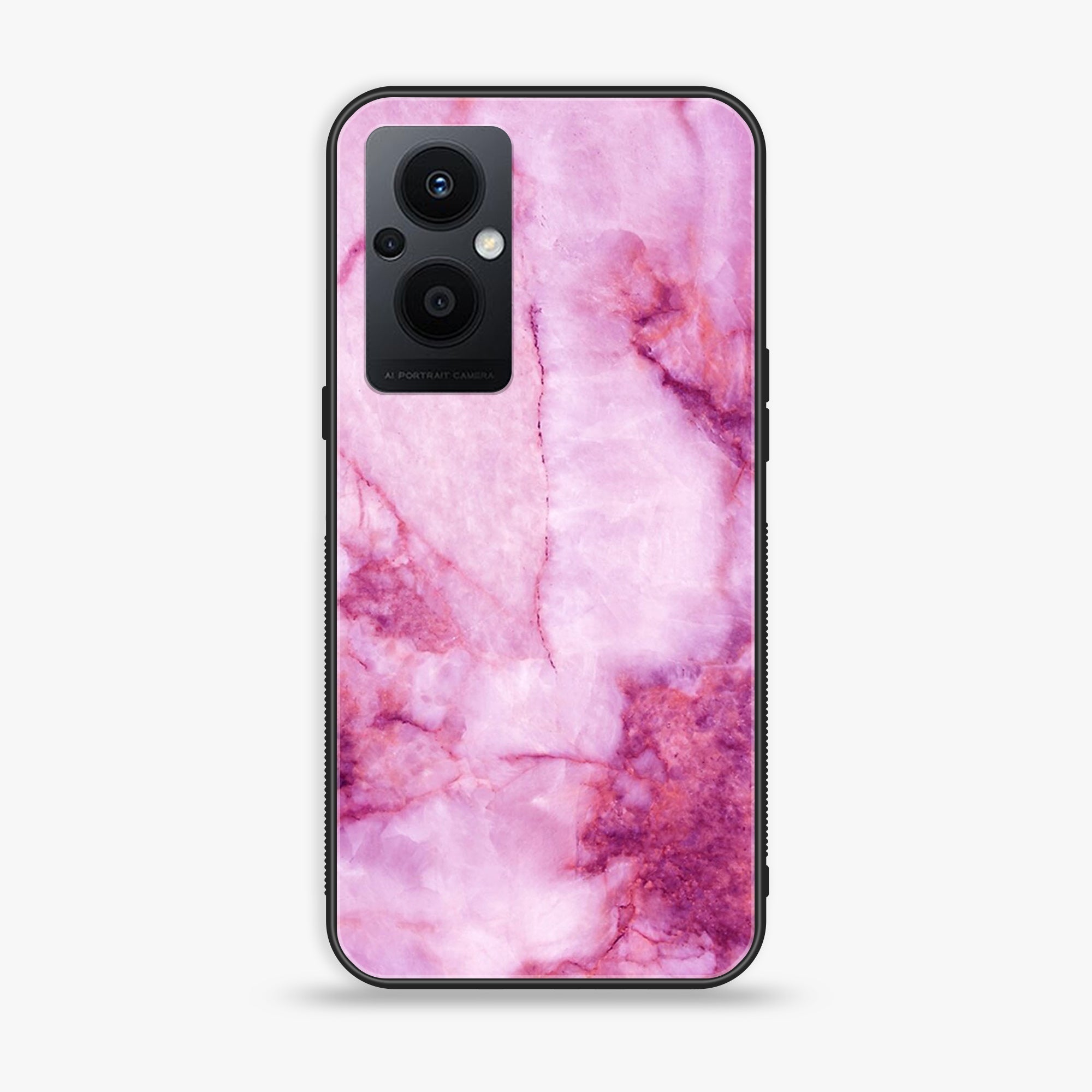 Oppo F21 Pro 5G - Pink Marble Series - Premium Printed Glass soft Bumper shock Proof Case