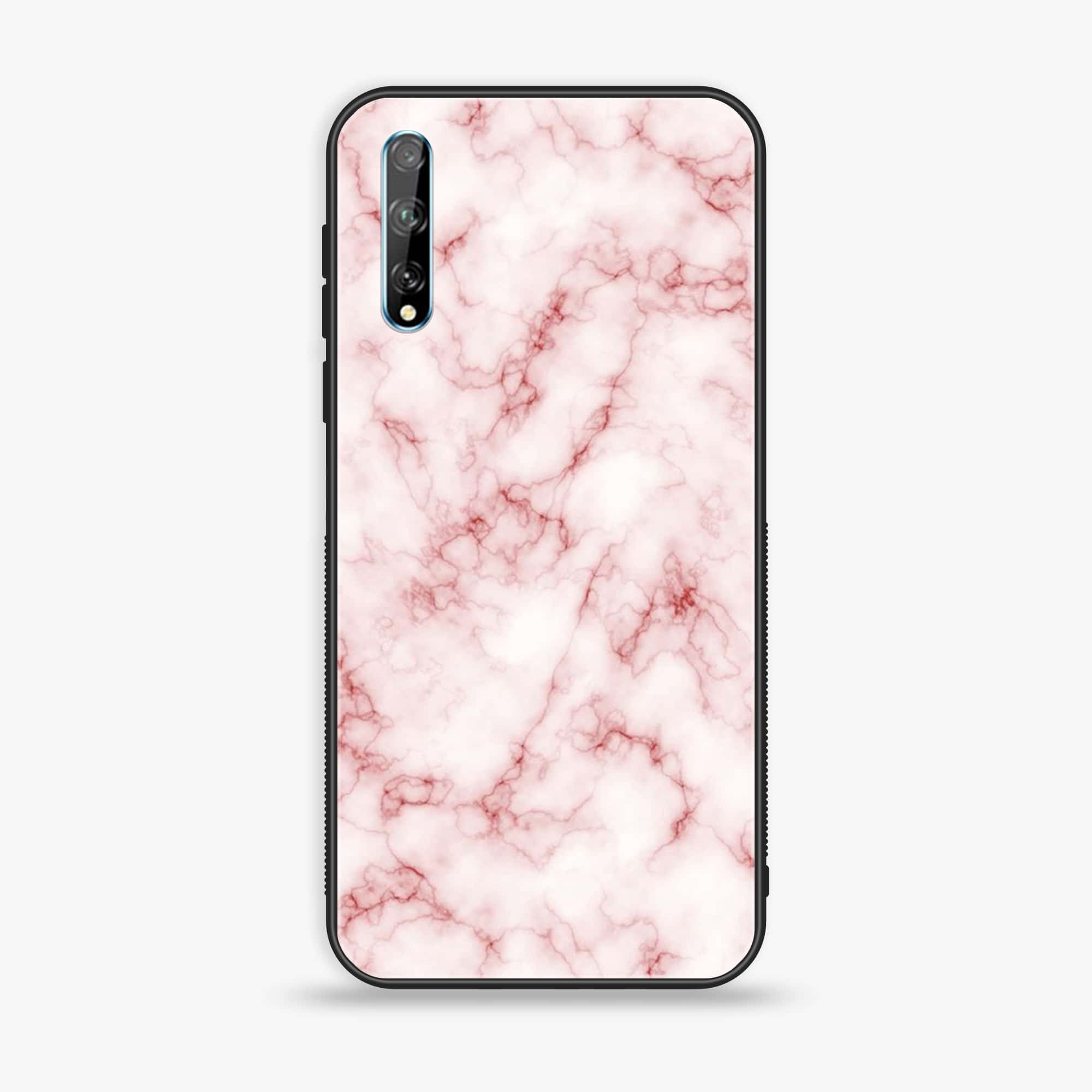 Huawei Y8p - Pink Marble Series - Premium Printed Glass soft Bumper shock Proof Case