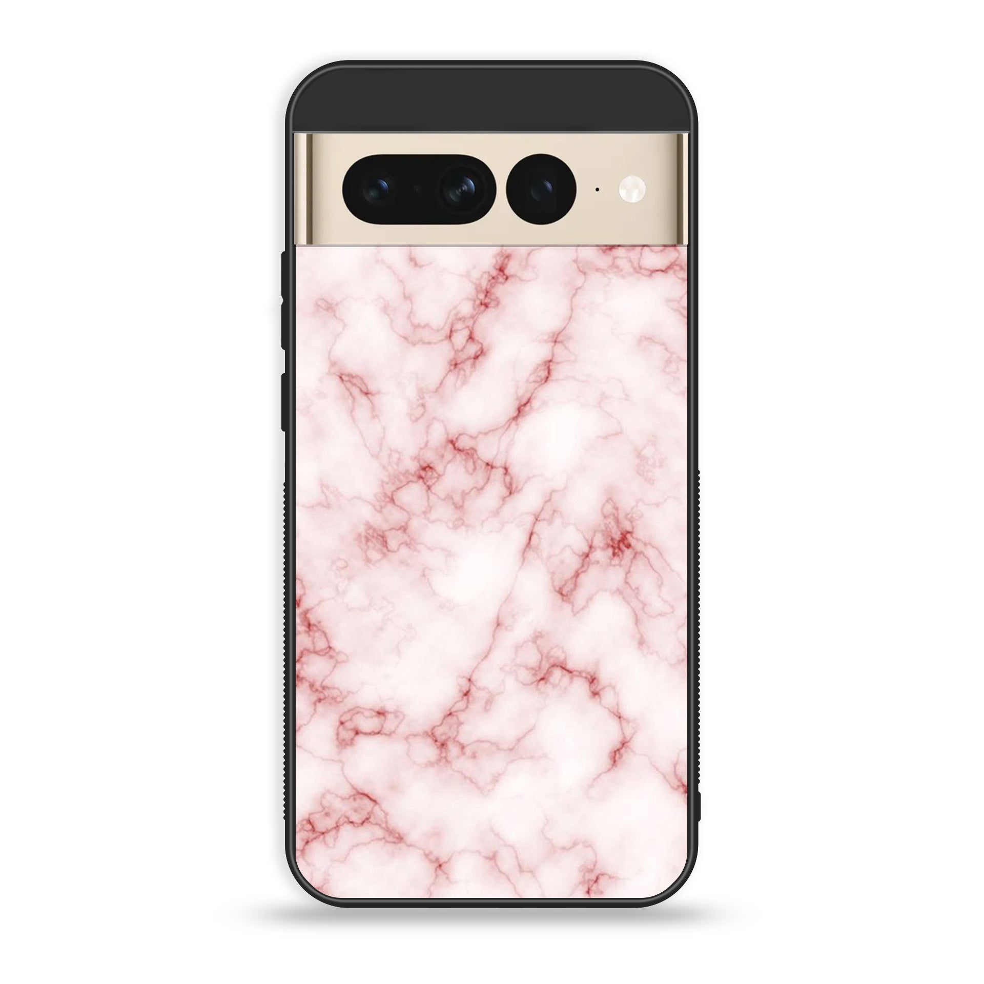Google Pixel 7 - Pink Marble Series - Premium Printed Glass soft Bumper shock Proof Case