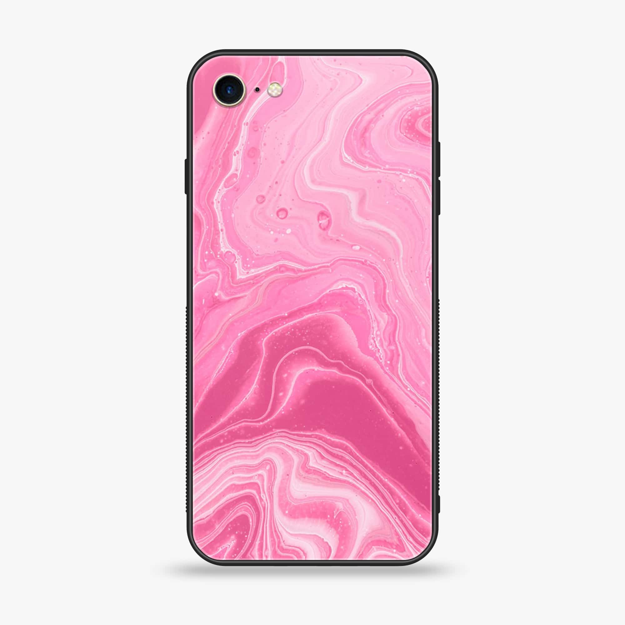 iPhone SE 2022 - Pink Marble Series - Premium Printed Glass soft Bumper shock Proof Case