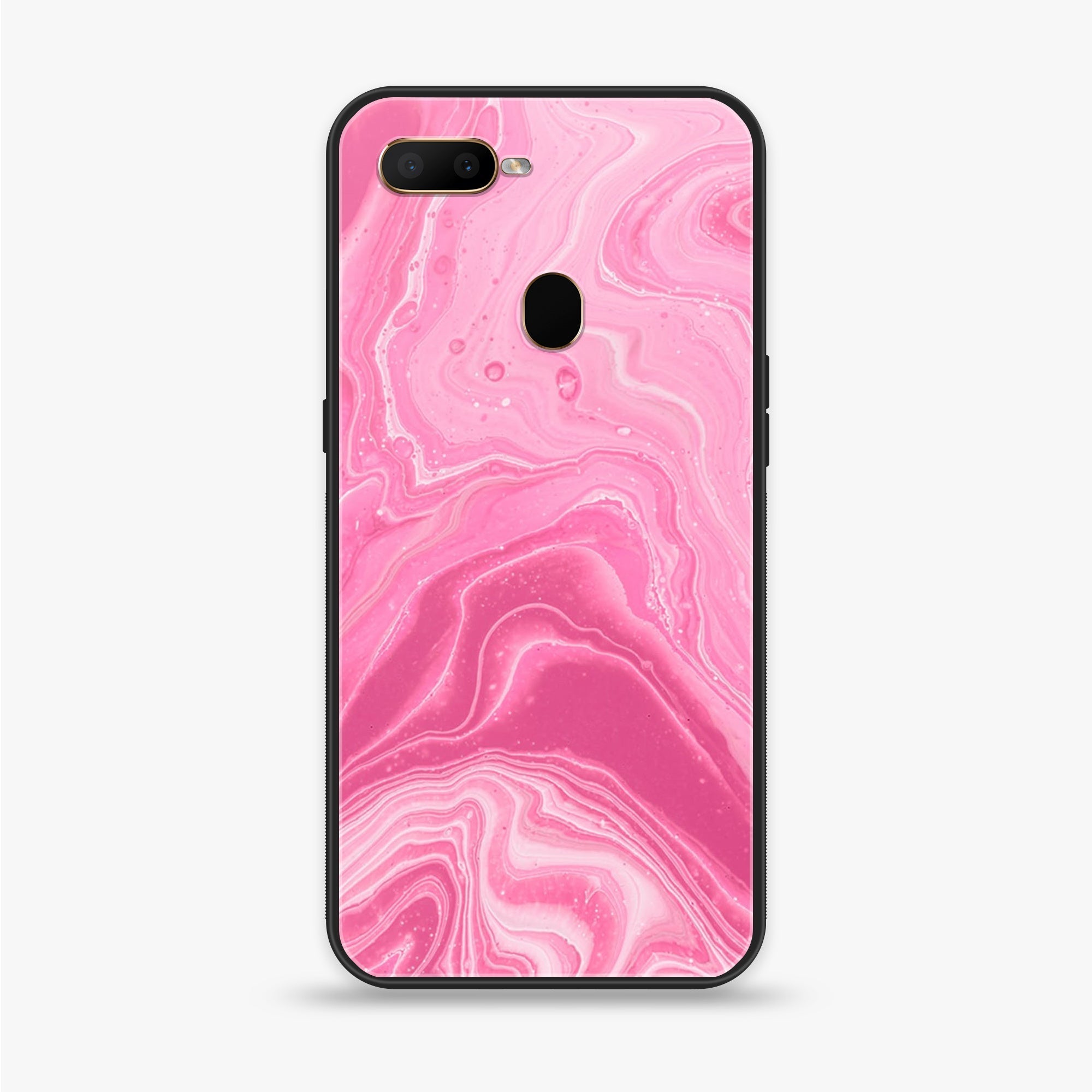 Oppo F9 - Pink Marble Series - Premium Printed Glass soft Bumper shock Proof Case