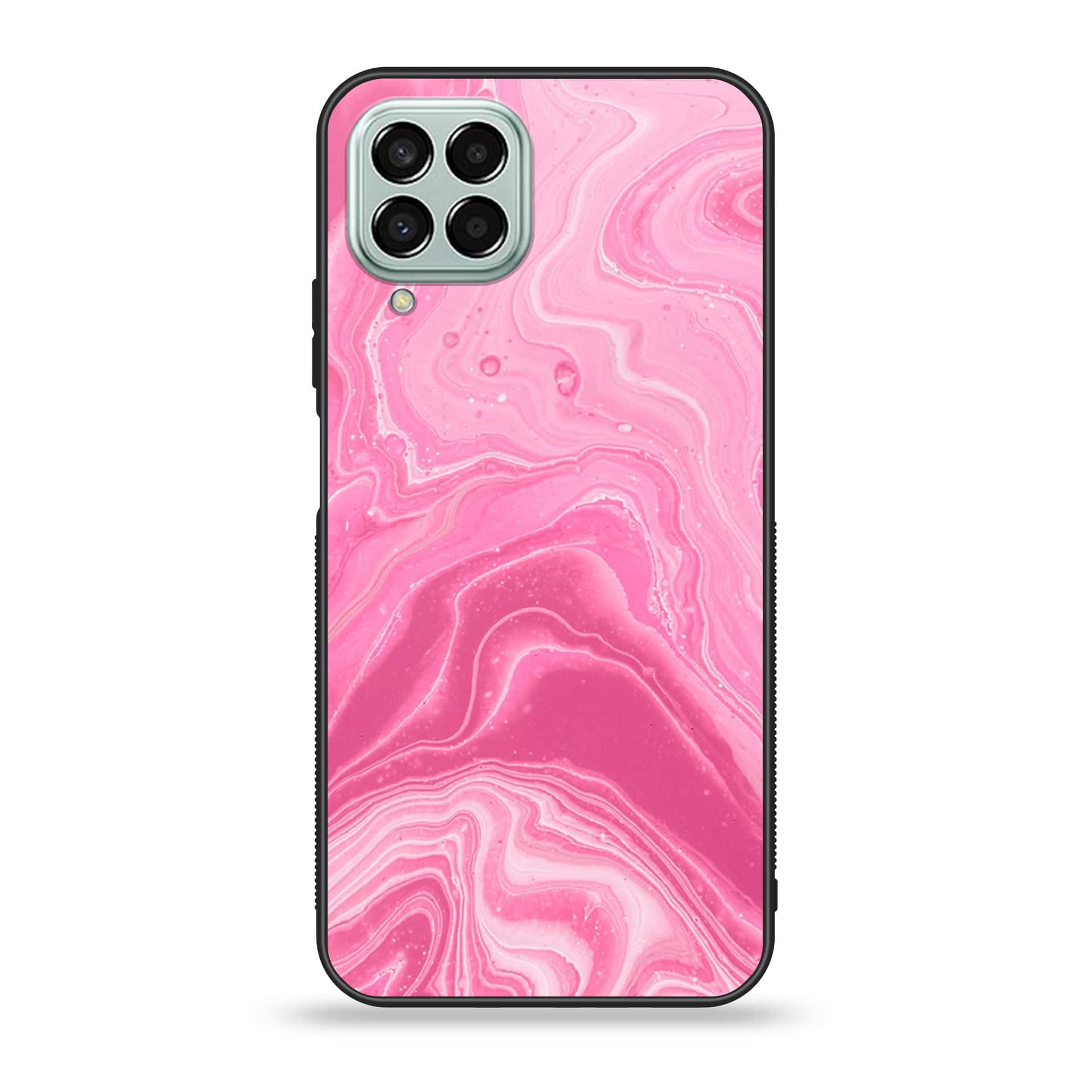 Samsung Galaxy M33 - Pink Marble series- Premium Printed Glass soft Bumper shock Proof Case