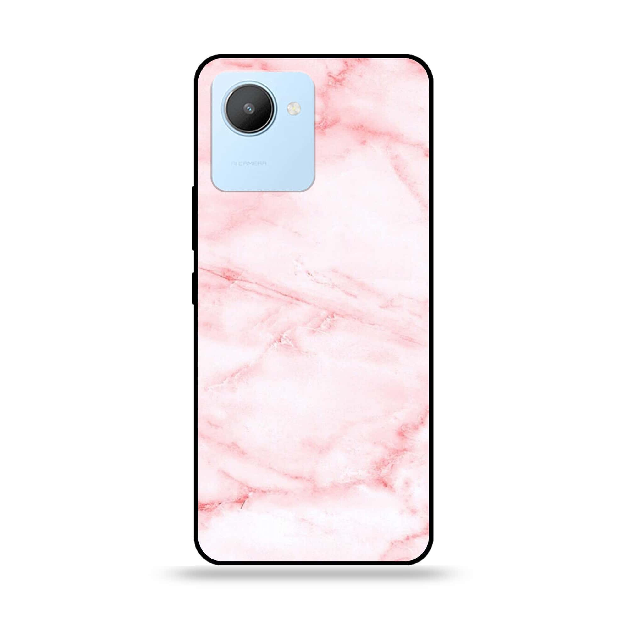 Realme C30 - Pink Marble Series - Premium Printed Glass soft Bumper shock Proof Case