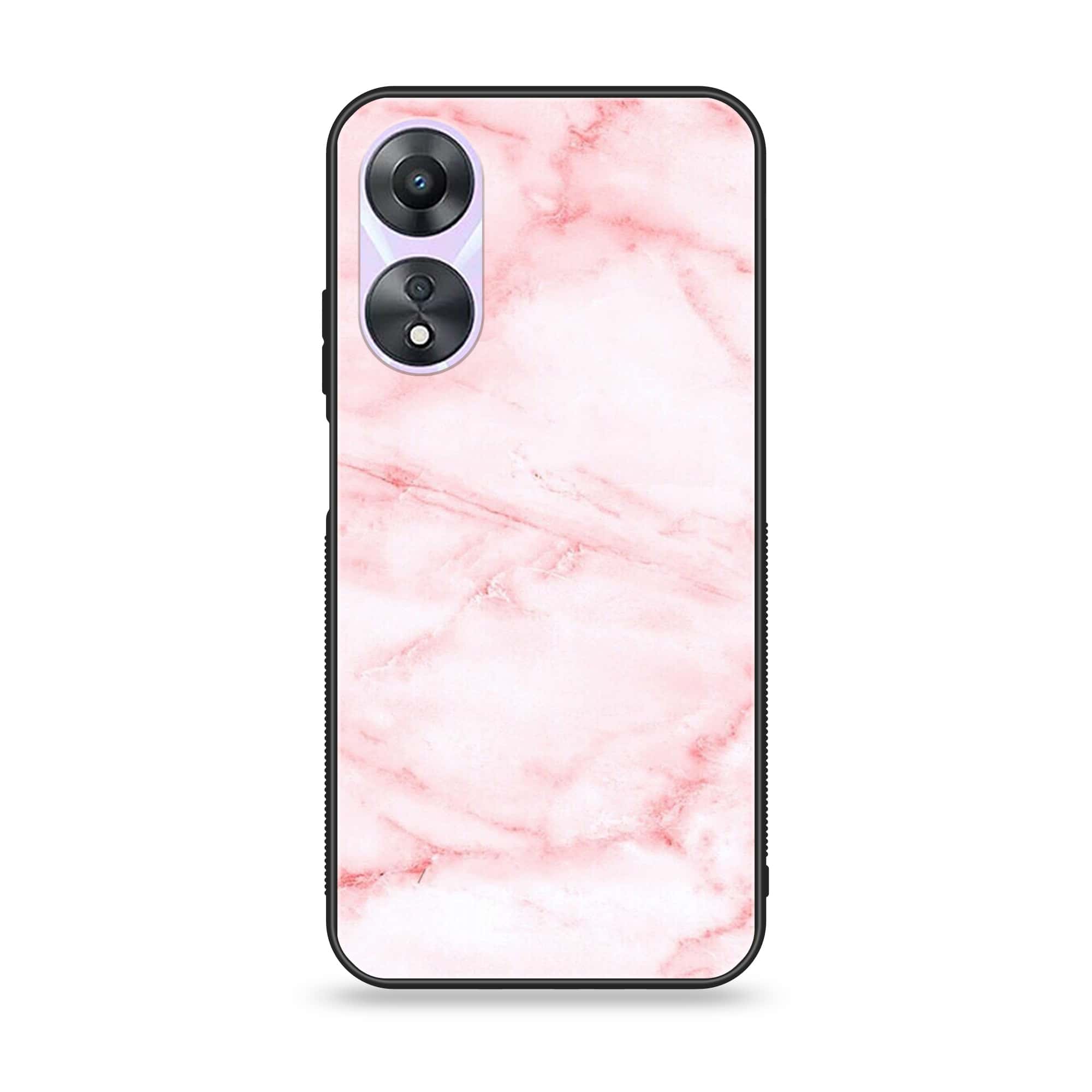 Oppo A58 - Pink Marble Series - Premium Printed Glass soft Bumper shock Proof Case