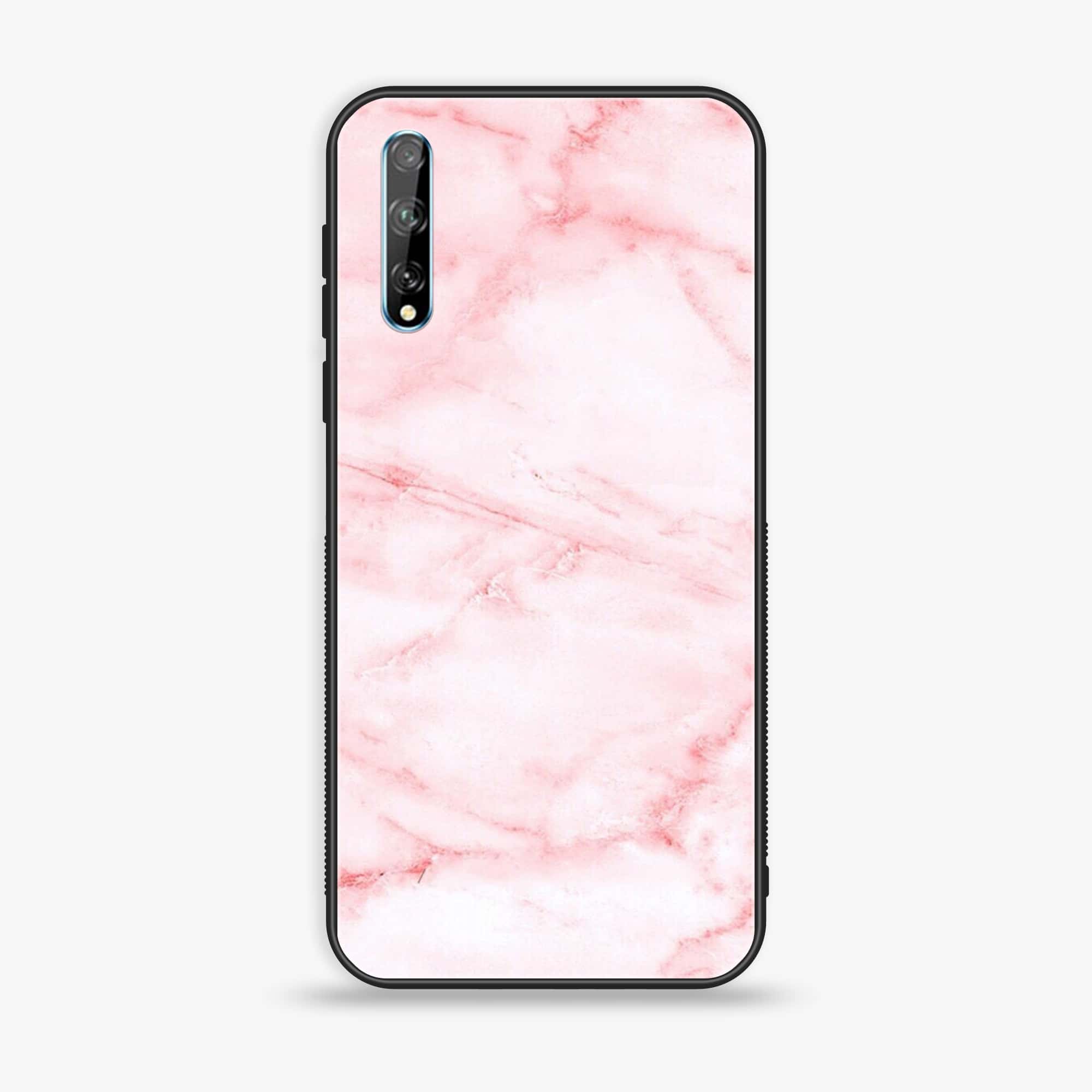 Huawei Y8p - Pink Marble Series - Premium Printed Glass soft Bumper shock Proof Case