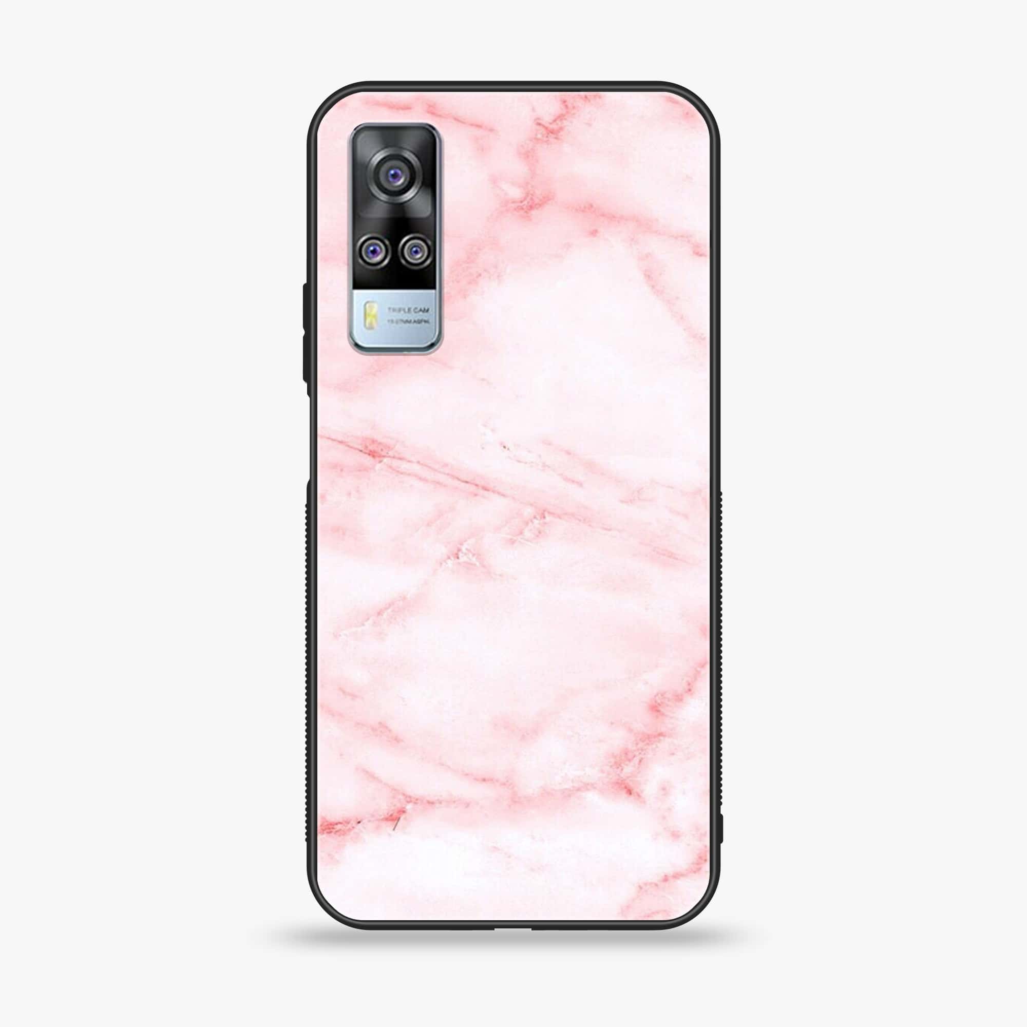 Vivo Y31 - Pink Marble Series - Premium Printed Glass soft Bumper shock Proof Case